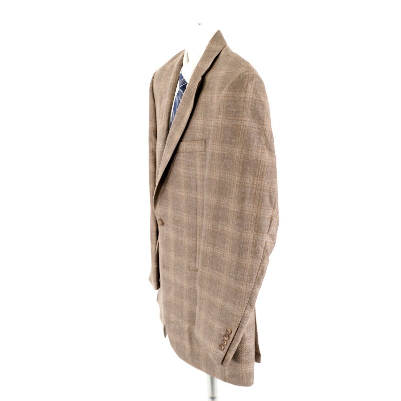 Jos. A. Bank Jos A Bank Signature Wool Silk Linen Beige Tan Plaid 2 Butto Size 40L - 5 Thumbnail