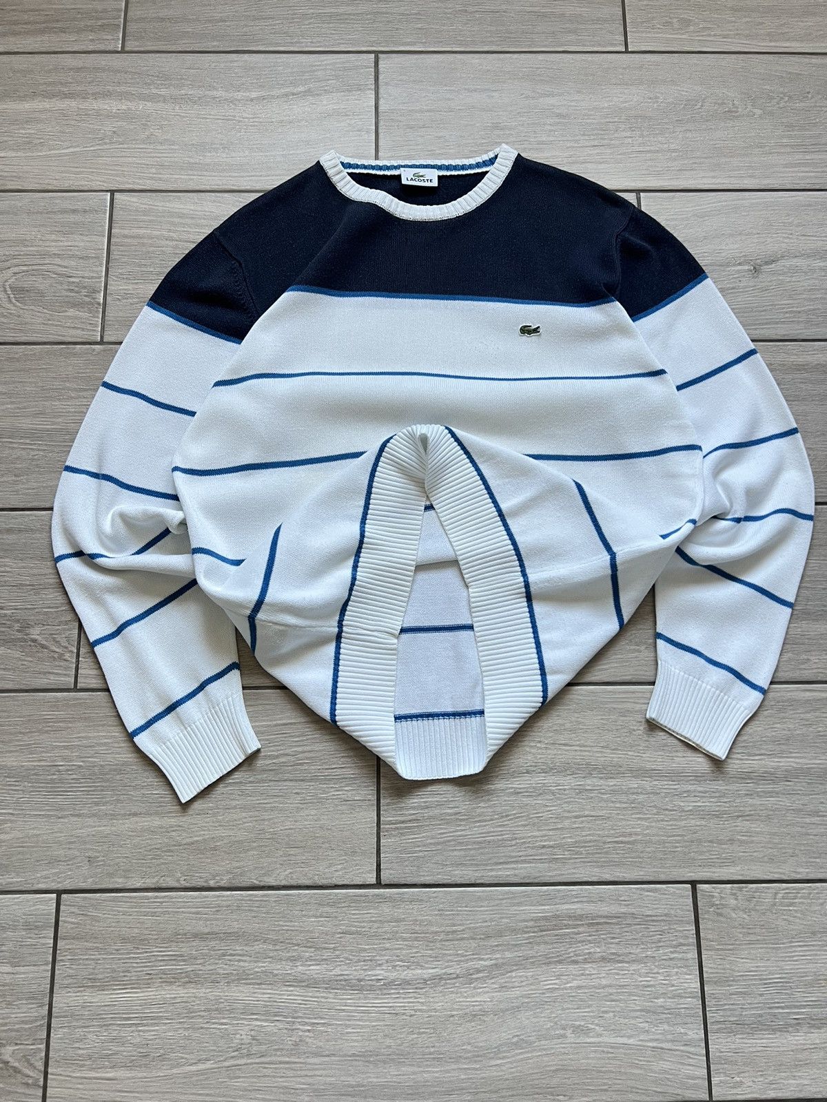 Lacoste Vintage Lacoste Sweater Striped Knit Baggy 90s France 🇫🇷 Size US XL / EU 56 / 4 - 11 Thumbnail
