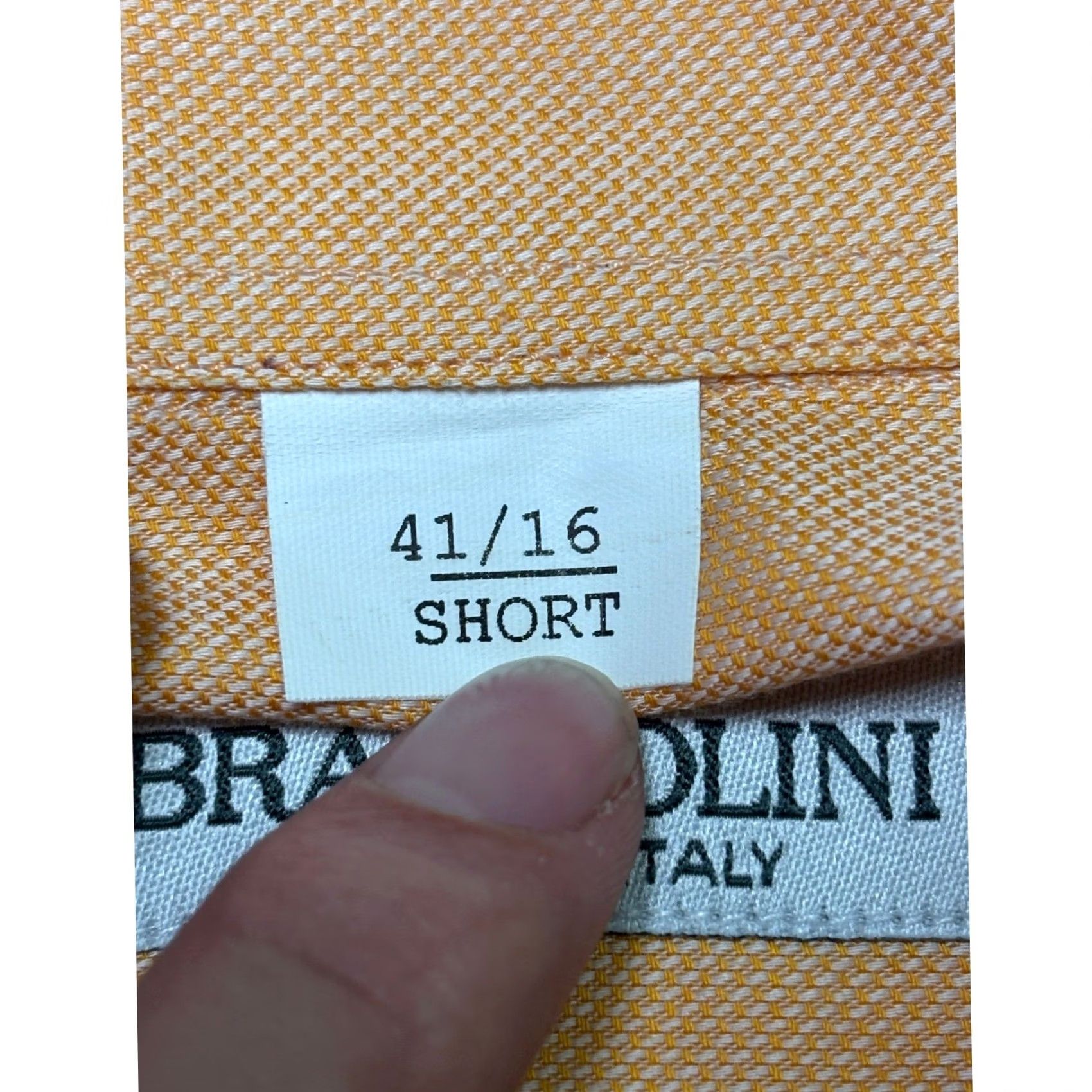 Vintage Brandolini Peach Formal Dress Shirt - XL - French Cuff - Cotton Size 46R - 4 Thumbnail