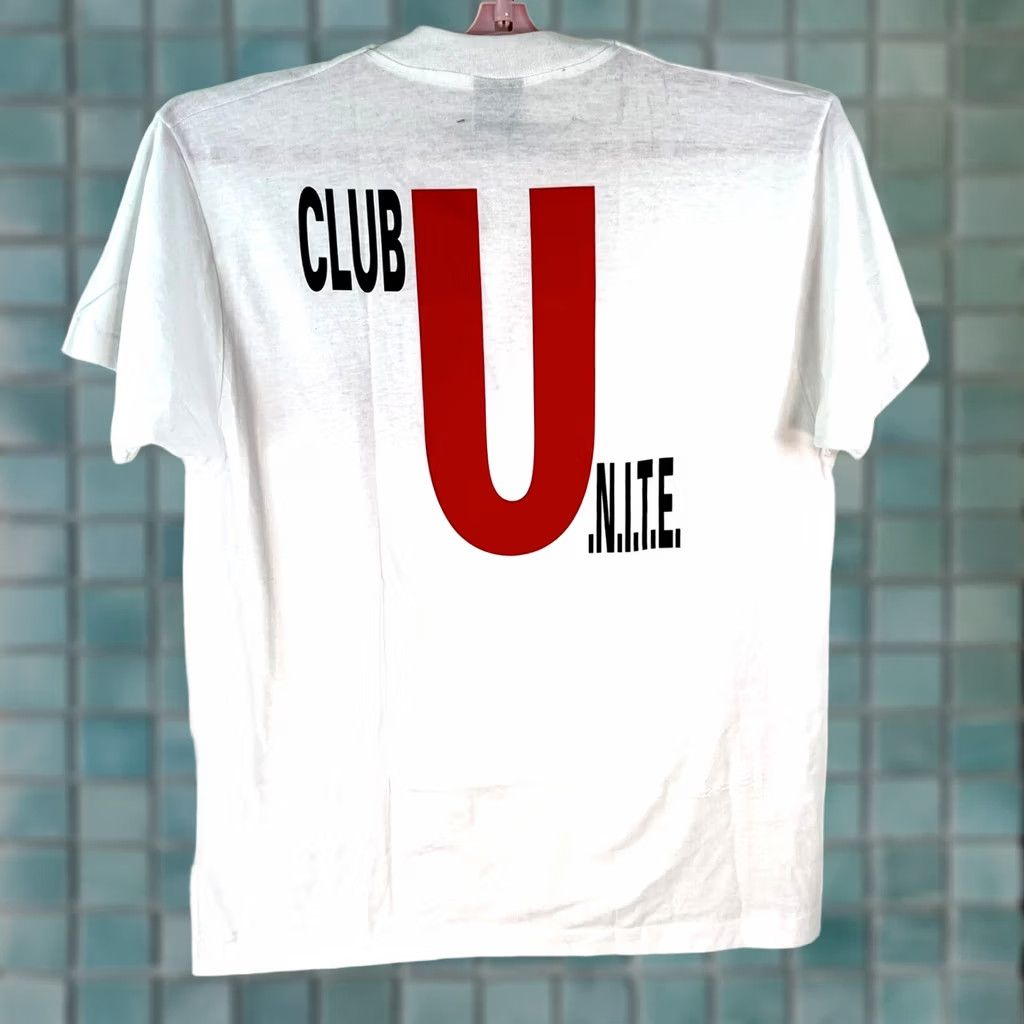 Vintage Screen Stars Club Unite Mens Graphic White T Shirt XL Short Sleeve Crew Neck Cotton Blend Size US XL / EU 56 / 4 - 1 Thumbnail
