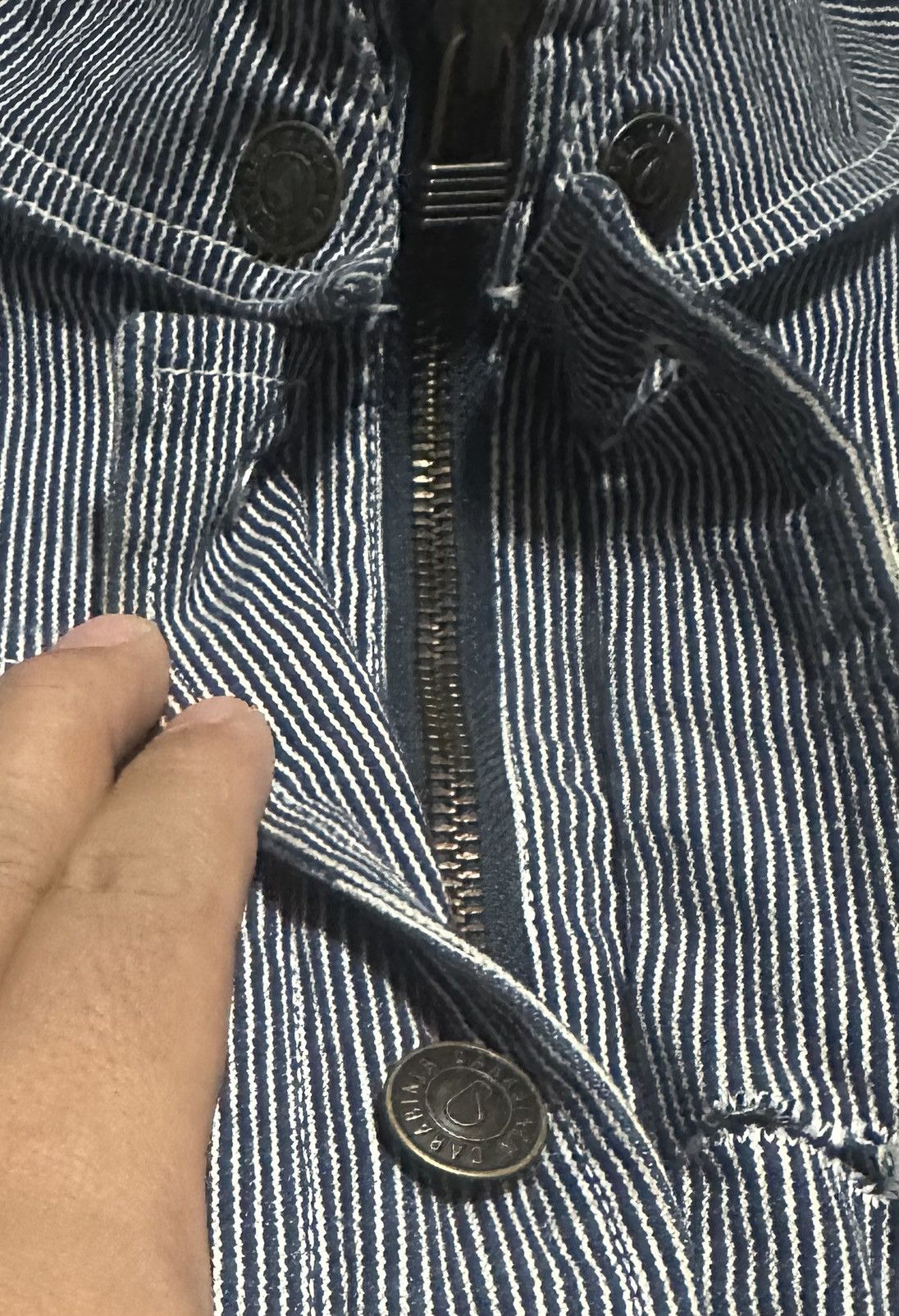 Japanese Brand Vintage Japanese Hickory Denim Jacket By Carabiner Tough Size US L / EU 52-54 / 3 - 9 Thumbnail