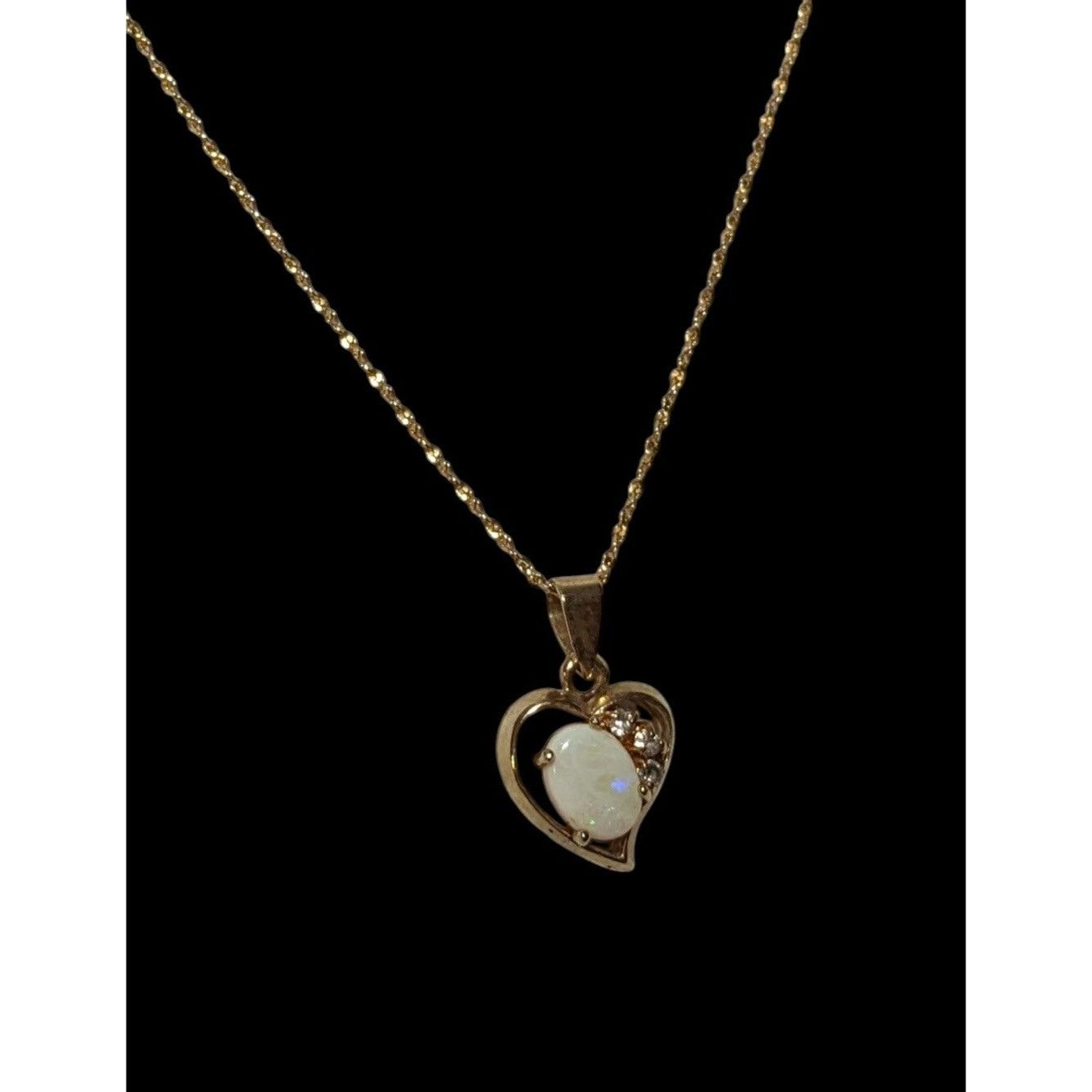 Other Nakagawa Corporation Gold Tone Opal Gemmed Heart Necklace Size ONE SIZE - 8 Thumbnail