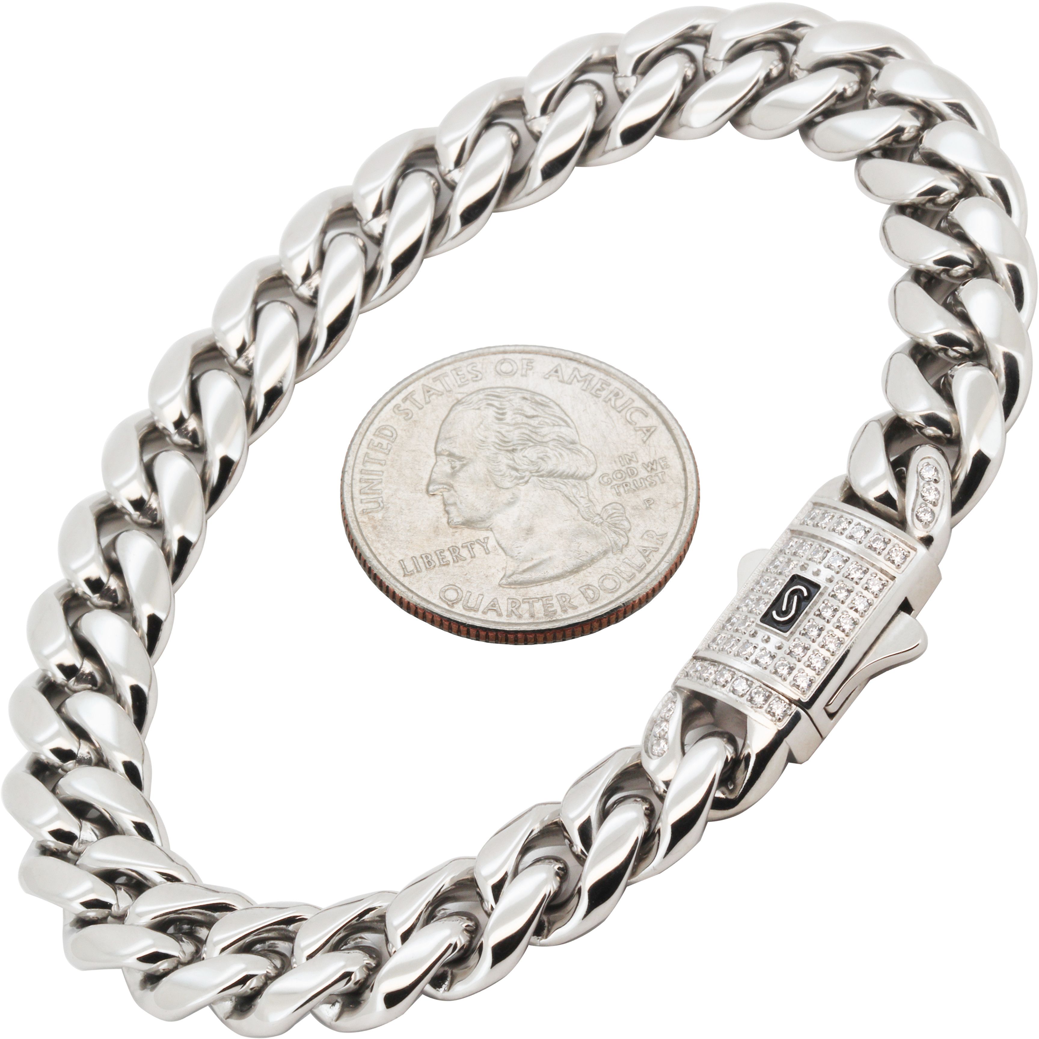 Other 316L SS AAA CZ 10mm Miami Cuban Link Bracelet 8” Size ONE SIZE - 1 Thumbnail