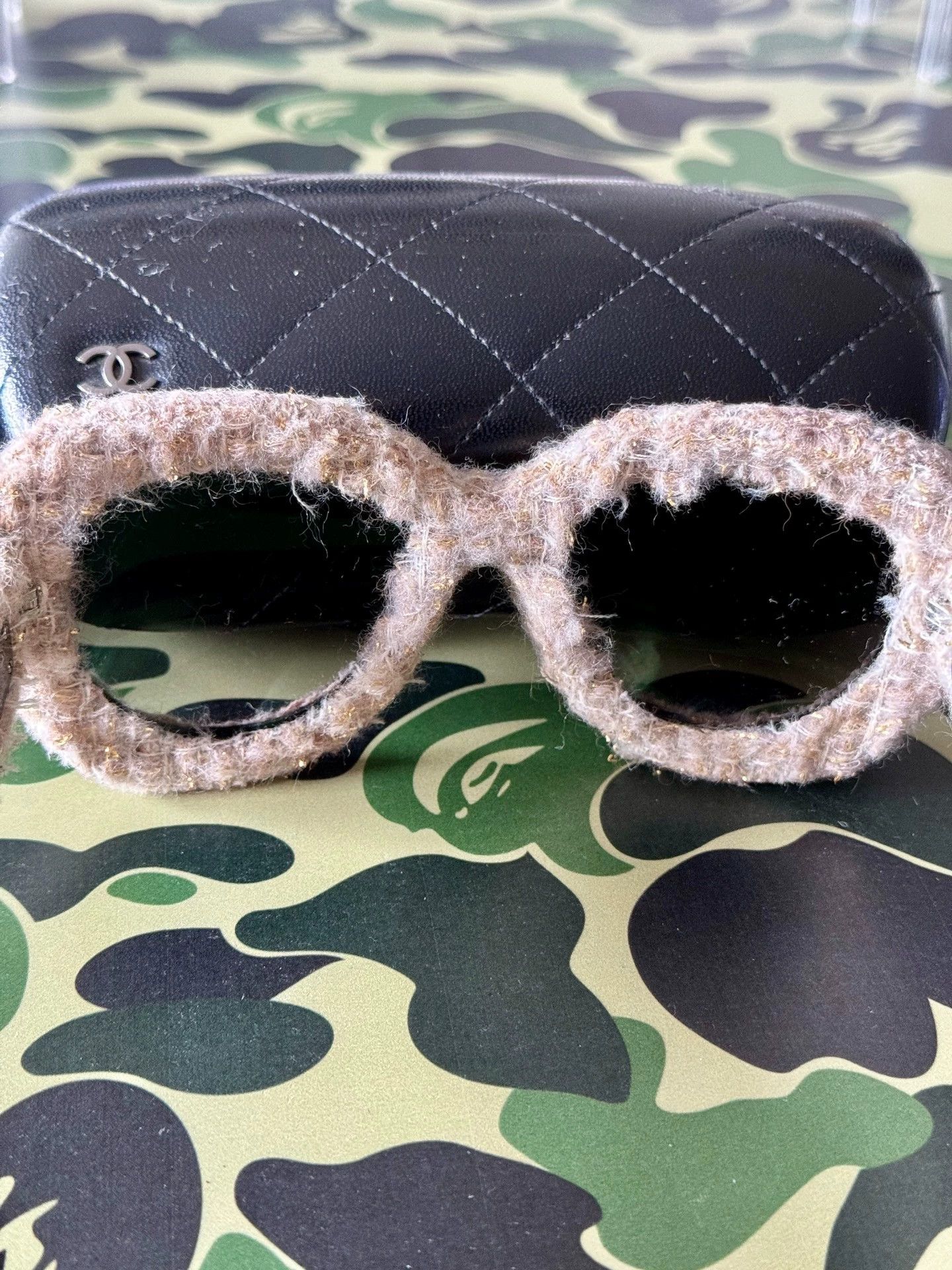 Chanel CHANEL 14 Vintage Full Wrap Tweed Sunglasses Size ONE SIZE - 4 Thumbnail