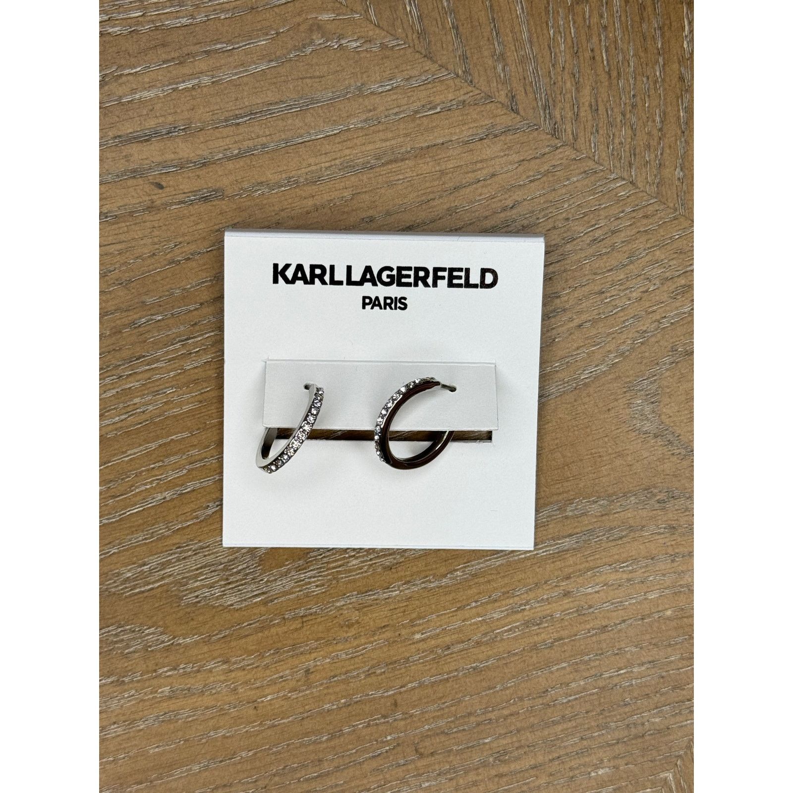 Karl Lagerfeld Karl Lagerfeld Paris Silver Crystal Hoop Earrings Small Pave Size ONE SIZE - 2 Thumbnail