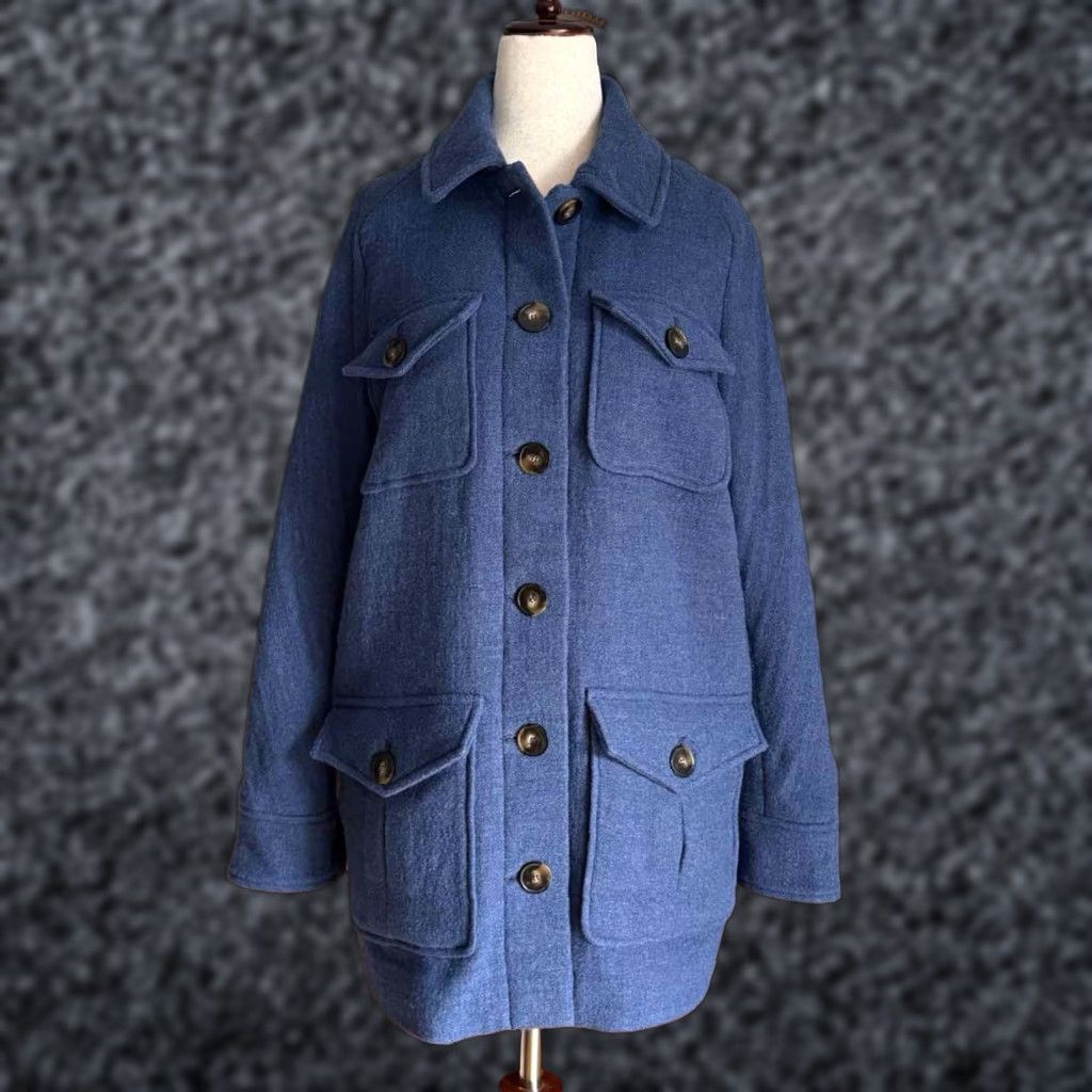 Vintage VINTAGE SEZANE Paulin Wool Coat Jacket Blue 34 / US 2 Wool Blend Check Short Coat Women Regular Size 2 Size XS / US 0-2 / IT 36-38 - 1 Thumbnail