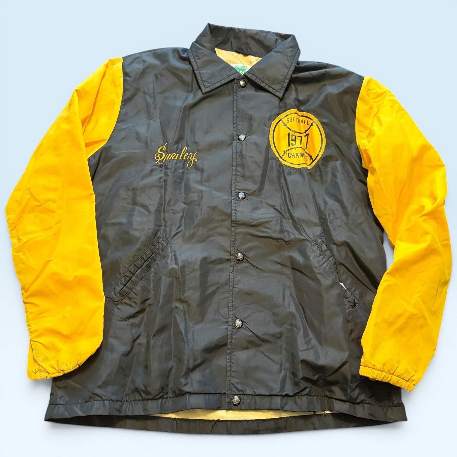 Vintage Vintage Maple Jacket Mens Medium Yellow Softball 1977 Champs Size US M / EU 48-50 / 2 - 1 Thumbnail