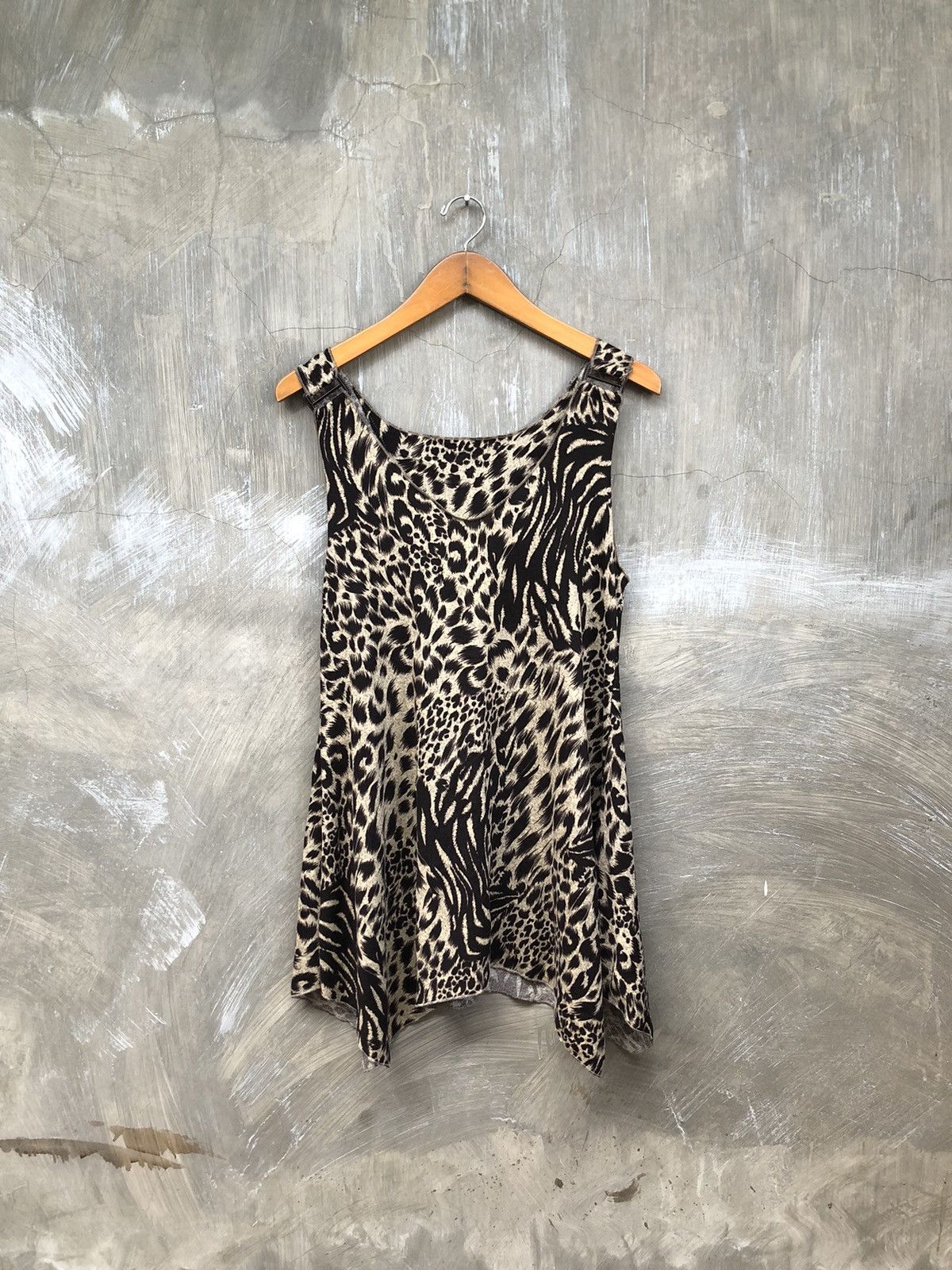 Japanese Brand Unknown - Japanese Leopard Pattern Midi Dress Size M / US 6-8 / IT 42-44 - 1 Thumbnail