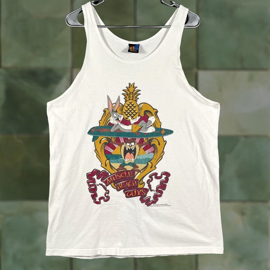 Sunray Sportswear VINTAGE Sun Sportswear Looney Tunes Shirt Mens L Muscle Beach Bugs Taz 1995 Size US L / EU 52-54 / 3 - 1 Thumbnail