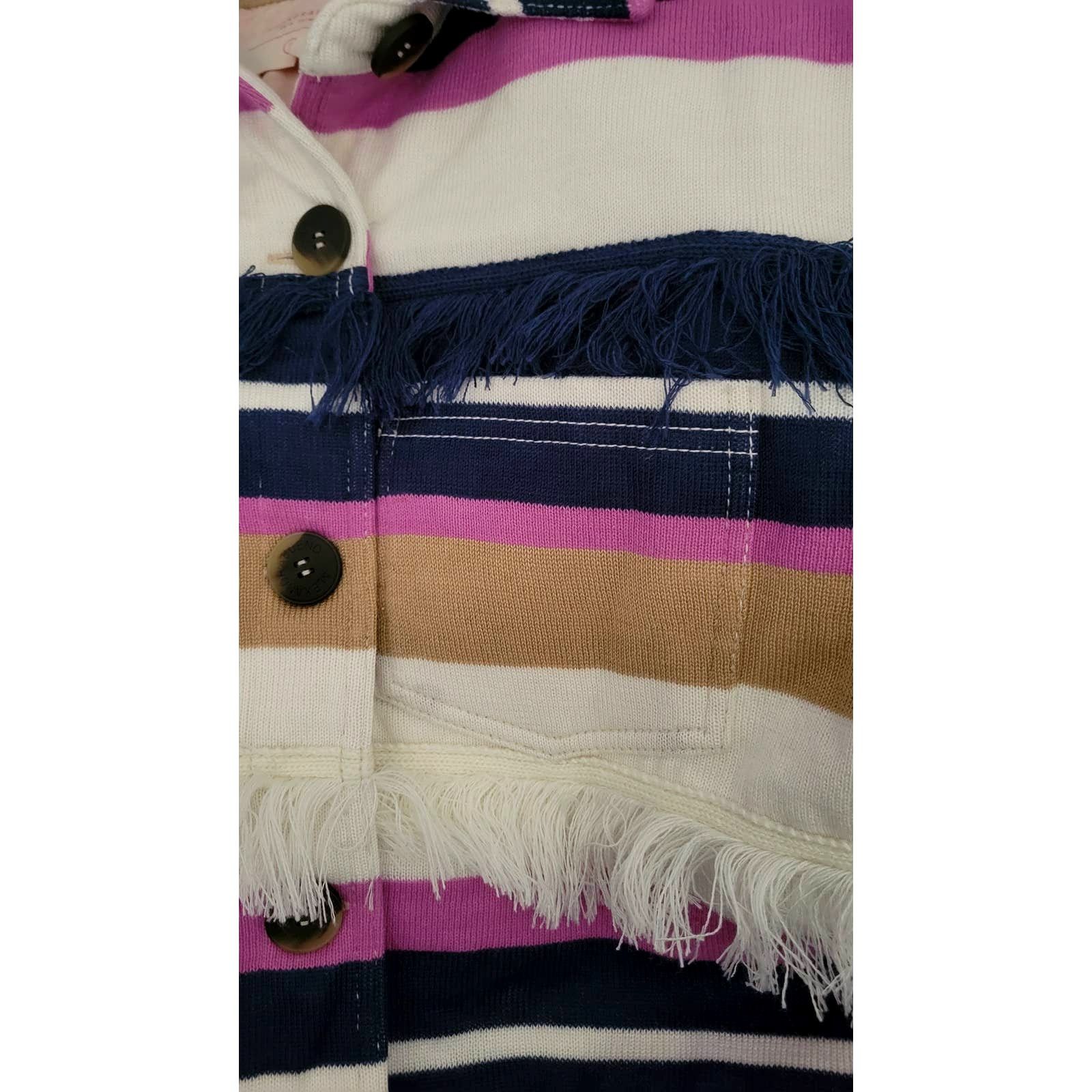 Other Alexandra Bueno Stripe Fringed Buttondown Jacket $398 SMALL Size S / US 4 / IT 40 - 3 Thumbnail