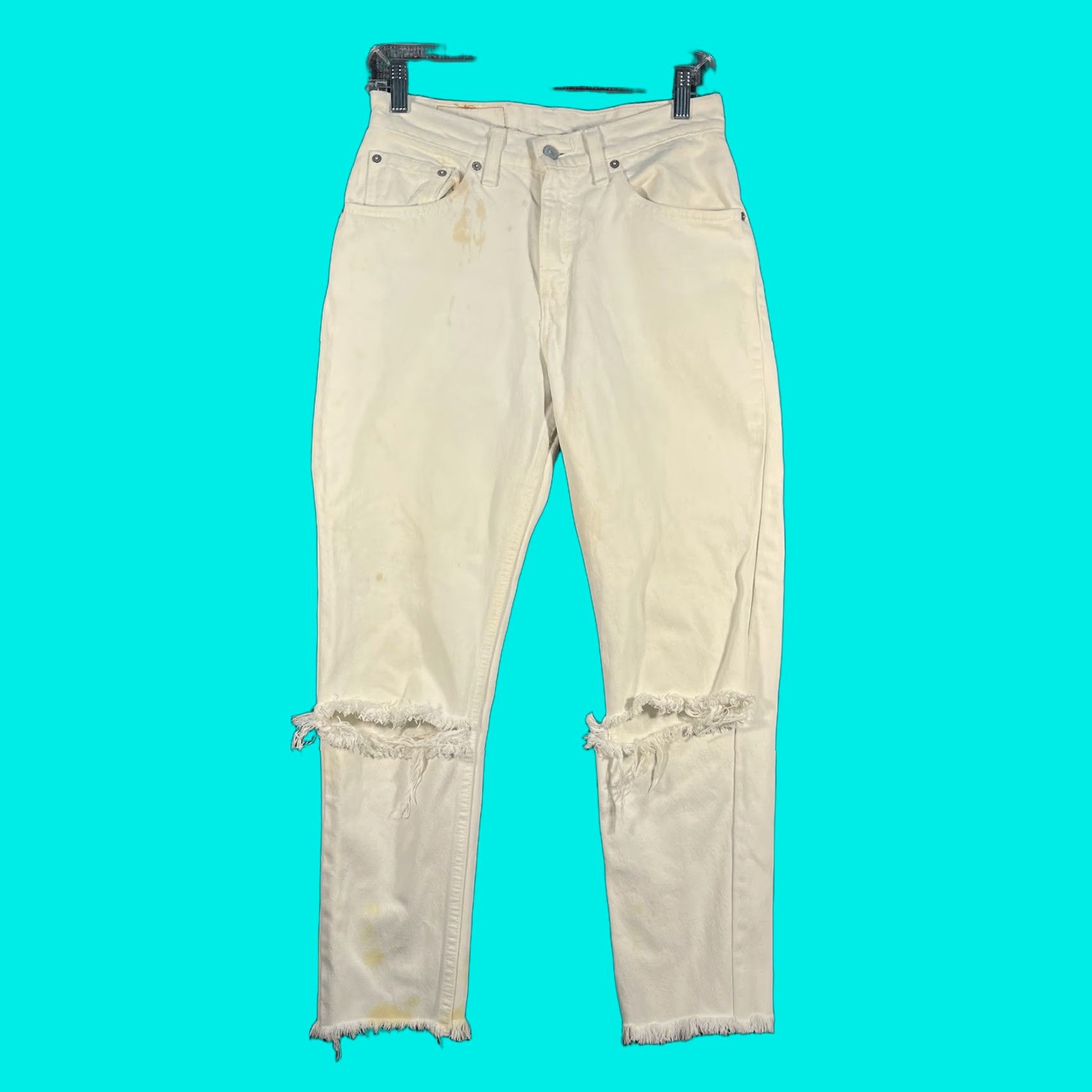 Levi's VINTAGE Levi's 517 Bootcut Jeans 90s White Juniors Size 7 Made in USA Cowboy Rodeo Rips Size US 7 / IT 37 - 1 Thumbnail