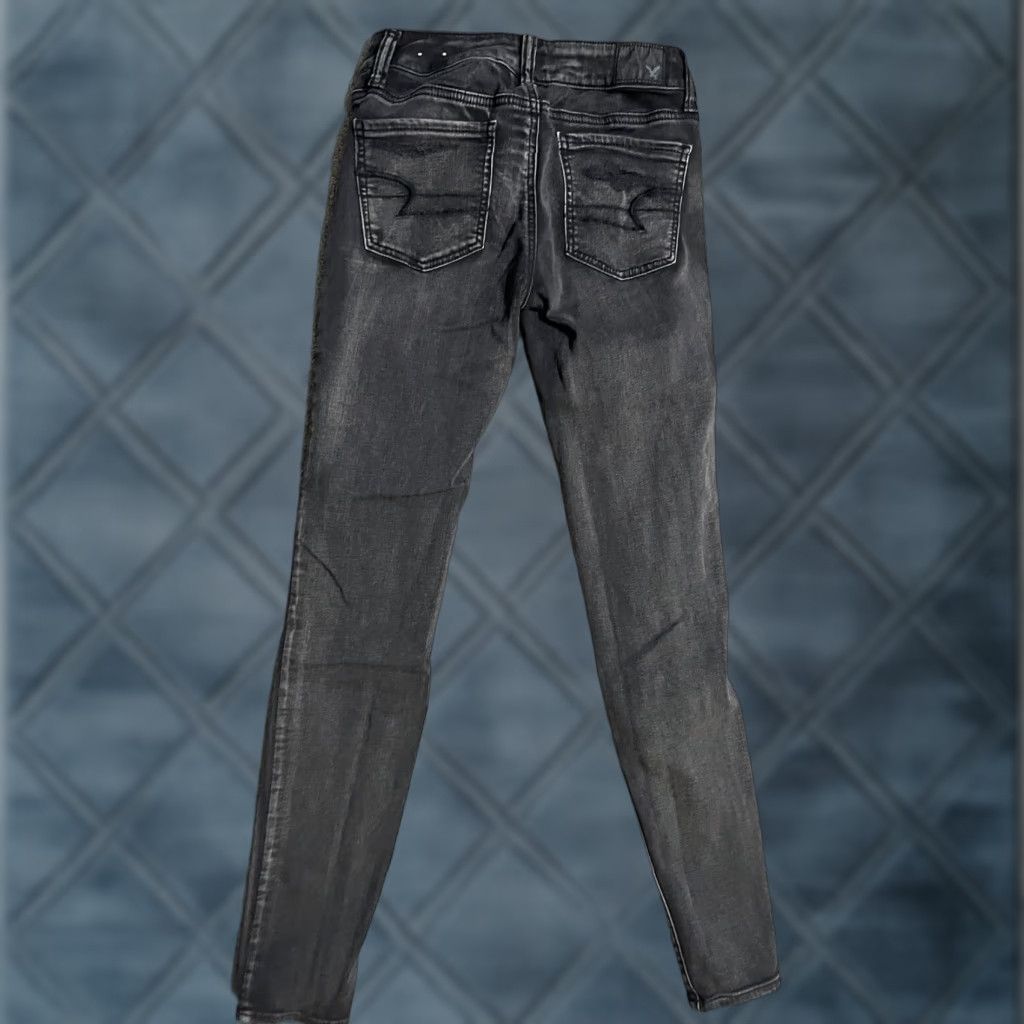 American Eagle Outfitters VINTAGE American Eagle Black Jegging Pants Women's 0 Regular Solid Distressed Stretch Denim Jeans Size 25" / US 0 / IT 36 - 1 Thumbnail