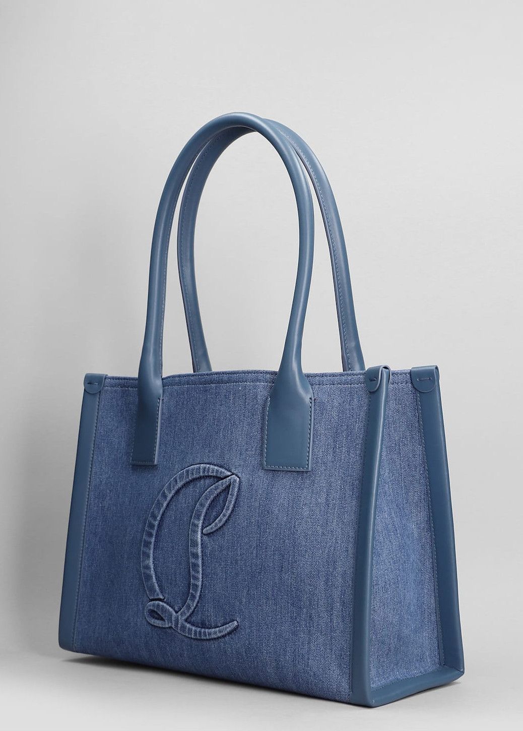 Christian Louboutin By My Side Small Blue Denim Tote Bag, Women's