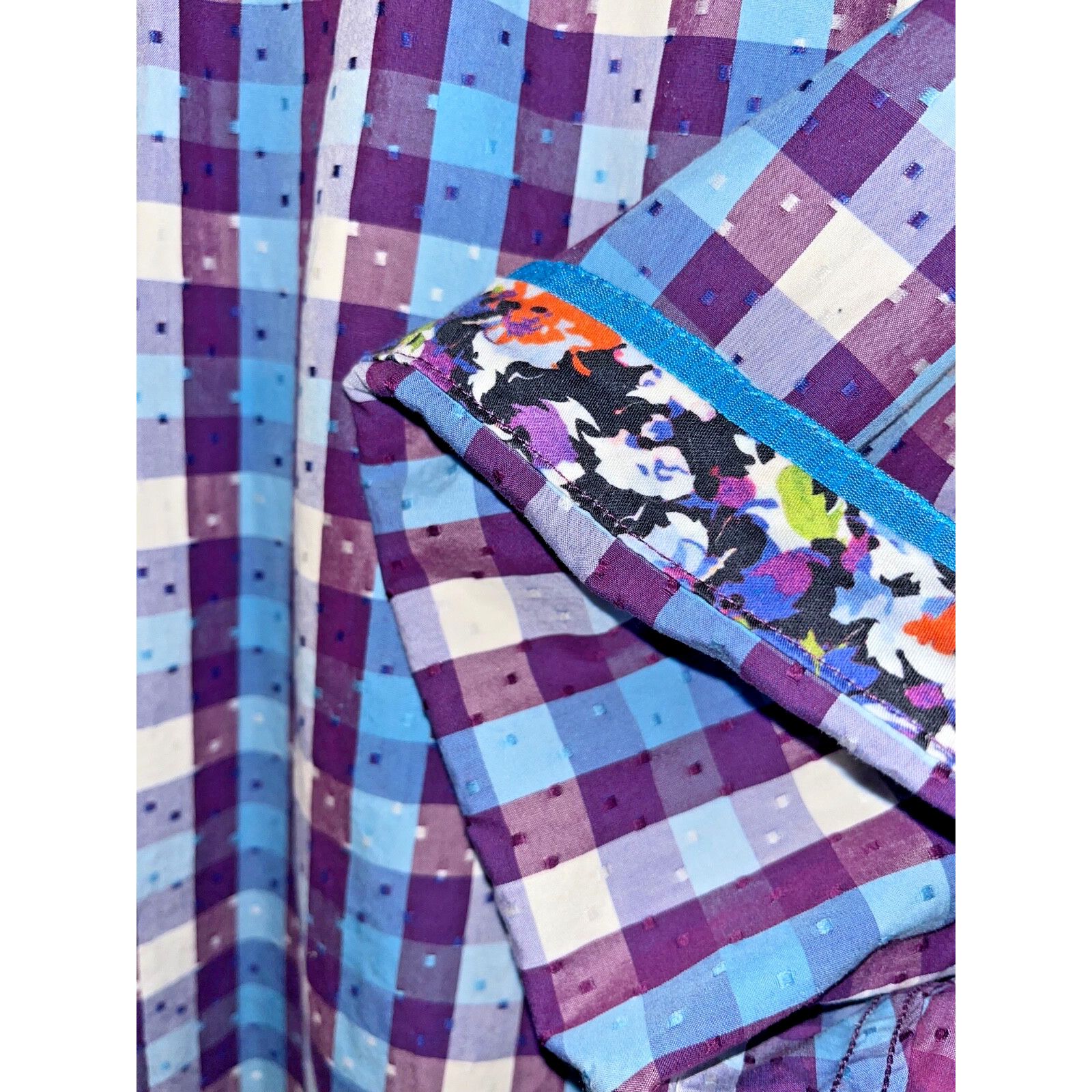 Robert Graham Robert Graham Griswold Check Short Sleeve Shirt Purple XL Size US XL / EU 56 / 4 - 9 Thumbnail