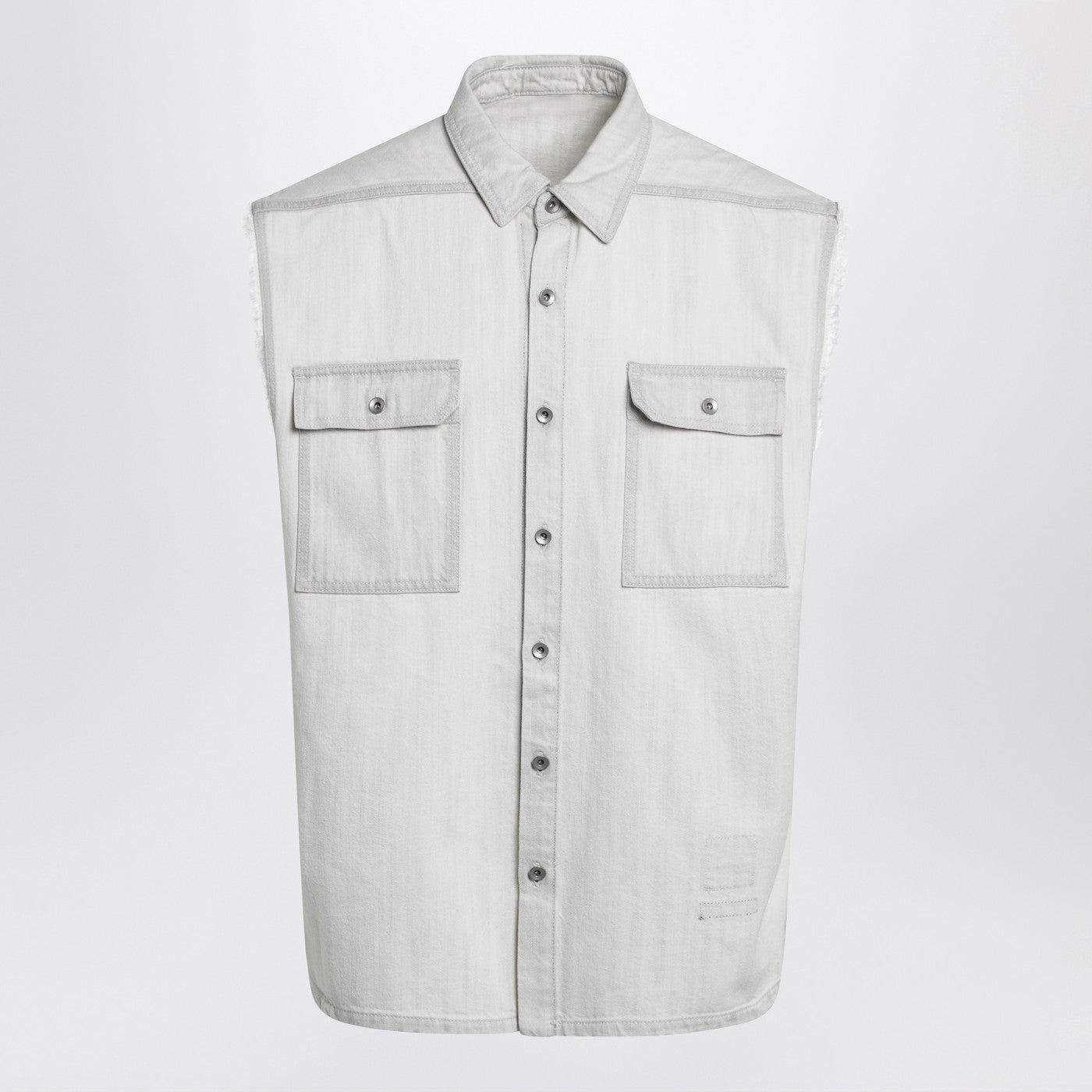 Rick Owens Drkshdw Drkshdw White Vintage-Effect Denim Vest Size US M / EU 48-50 / 2 - 1 Thumbnail