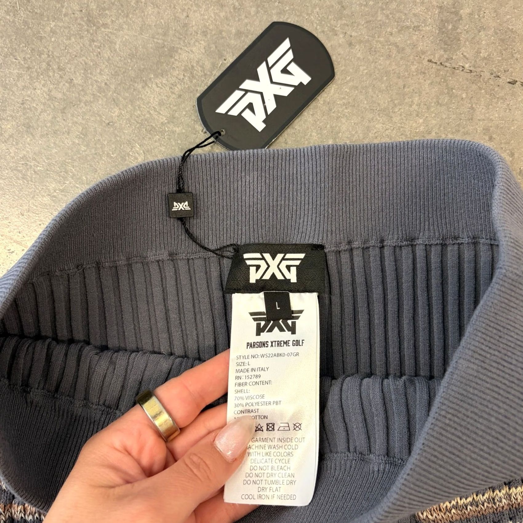 Vintage VINTAGE Y2K Pxg Parsons Golf Grey Knit Contrast Stretch Button Skirt Large NWT Women Short A-Line Skirt, Mens? Size 36" / US 14 / IT 50 - 3 Thumbnail