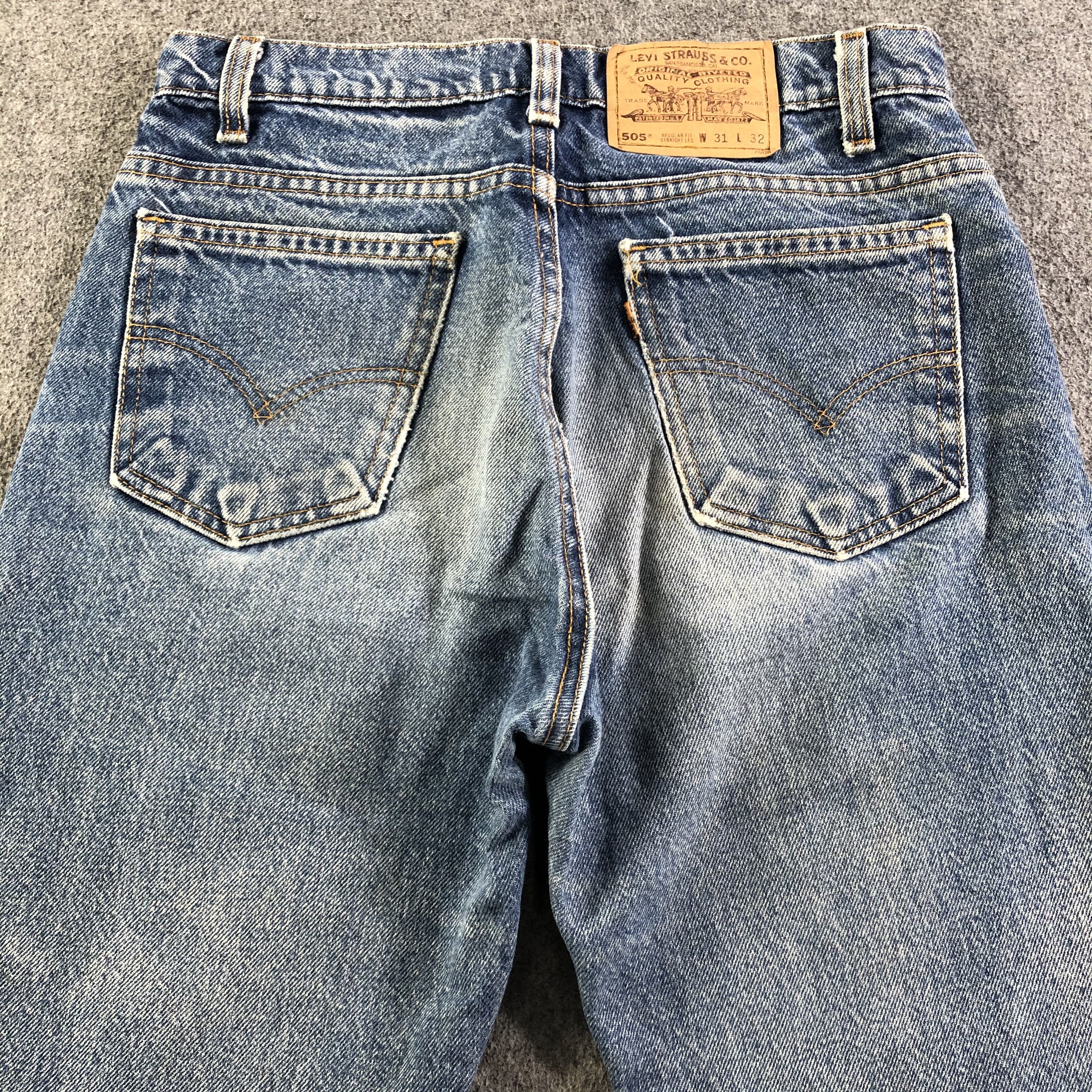 Levi's Vintage 90s Blue Wash Levis 505 Orange Tab Jeans-J2995 Size US 30 / EU 46 - 4 Thumbnail