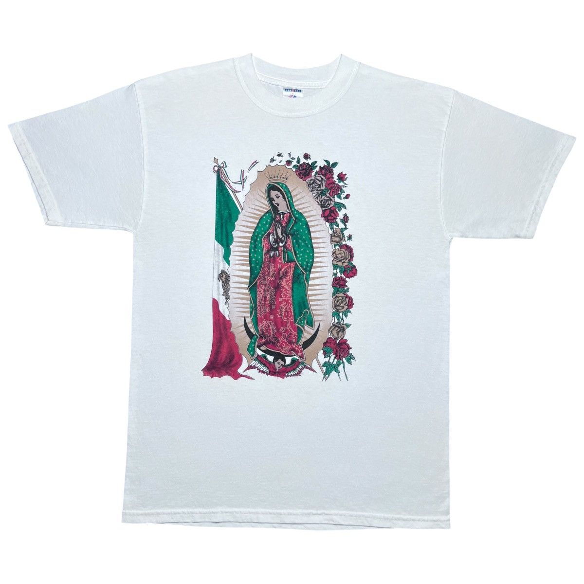 Jerzees Vintage 2000s Virgen De Guadalupe Virgin Mary Graphic Tee Size US L / EU 52-54 / 3 - 1 Thumbnail