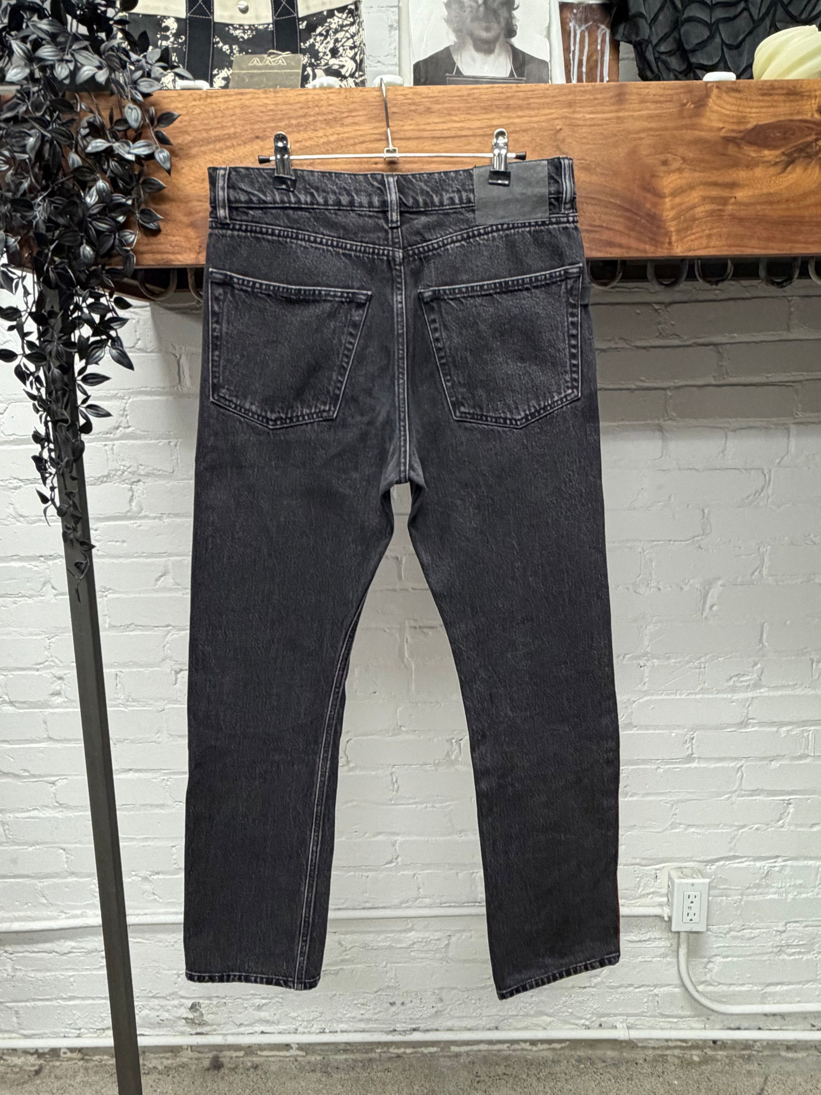 Balenciaga 2018 Balenciaga ‘Red Stripe’ Washed Grey Skinny Jeans Size US 30 / EU 46 - 4 Thumbnail