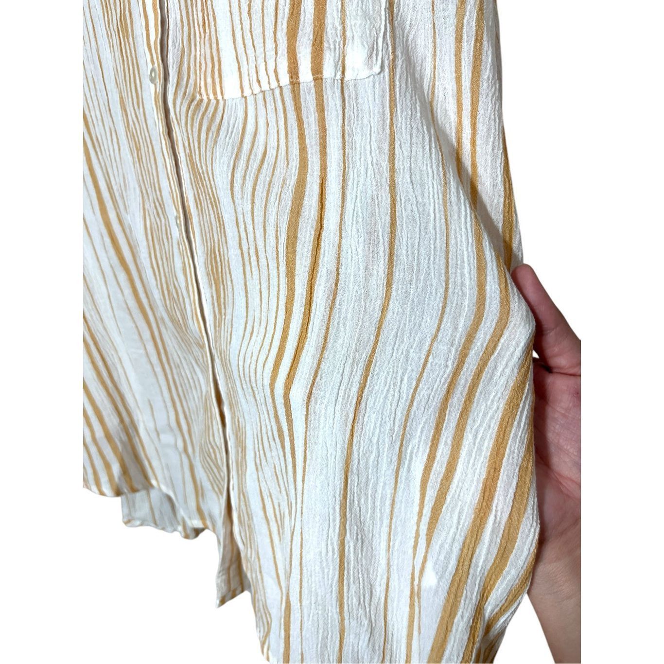 Other Sundance White Orange Striped Button Down Lightweight Gauzy Size XL / US 12-14 / IT 48-50 - 5 Thumbnail
