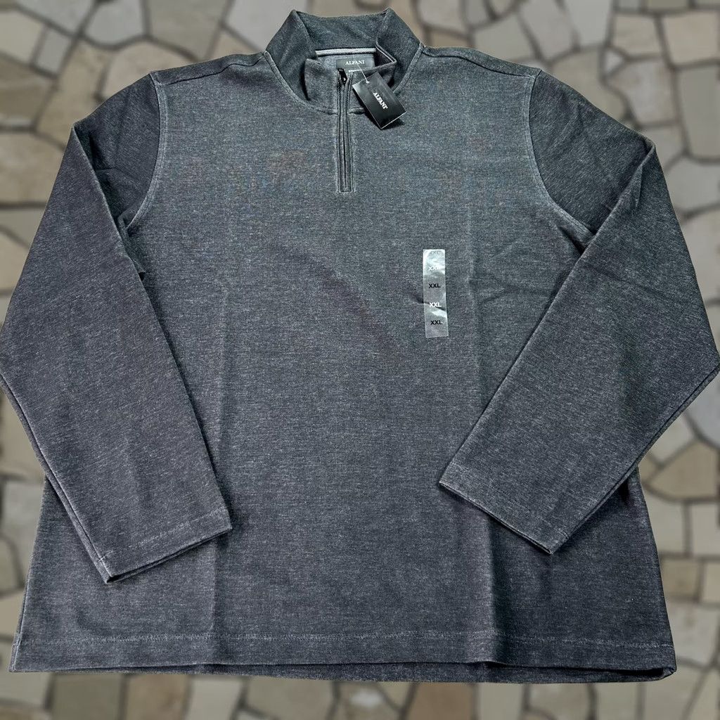 Alfani VINTAGE Alfani Sweater Mens 2XL Gray 1/4 Zip Stretch Mock Pullover Performance Size US XXL / EU 58 / 5 - 1 Thumbnail
