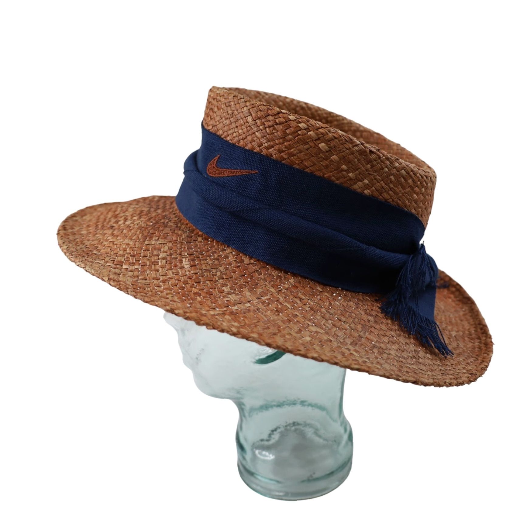 Nike VINTAGE Nike Hat 90s Golf Straw Hat Tan One Size Men OS Tan Hat Nike Swoosh Embroidered Size ONE SIZE - 4 Thumbnail