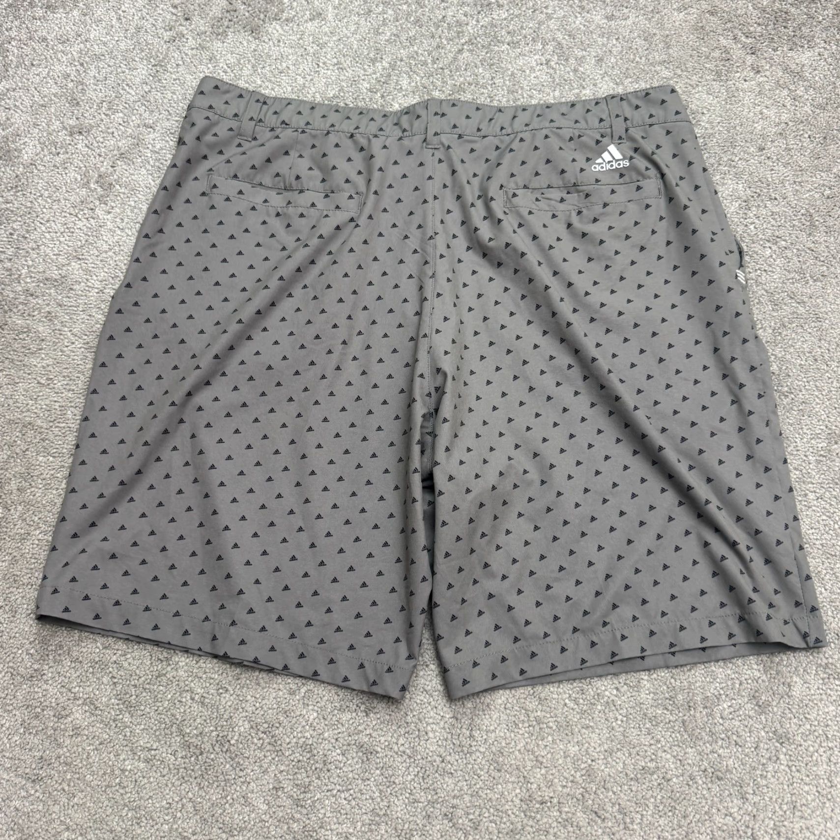 Adidas Adidas Golf Performance Chino Shorts Mens 38 Gray All Over Print Logo Breathable Stretch Pockets Regular Fit Casual Sports Short Size US 38 / EU 54 - 2 Thumbnail