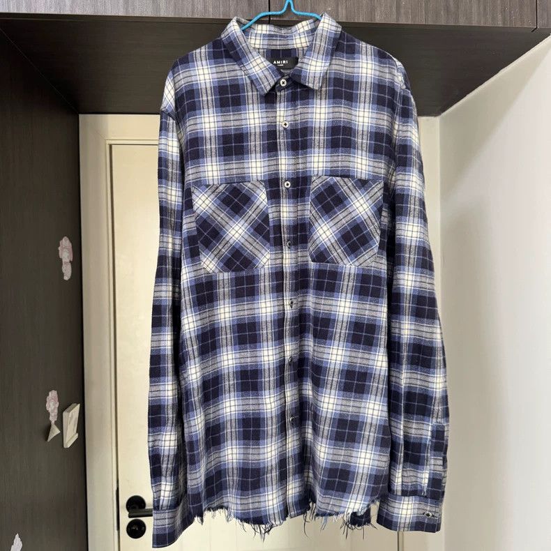 Amiri Amiri 17ss blue checkered flannel destroy shirt Size US XL / EU 56 / 4 - 1 Thumbnail