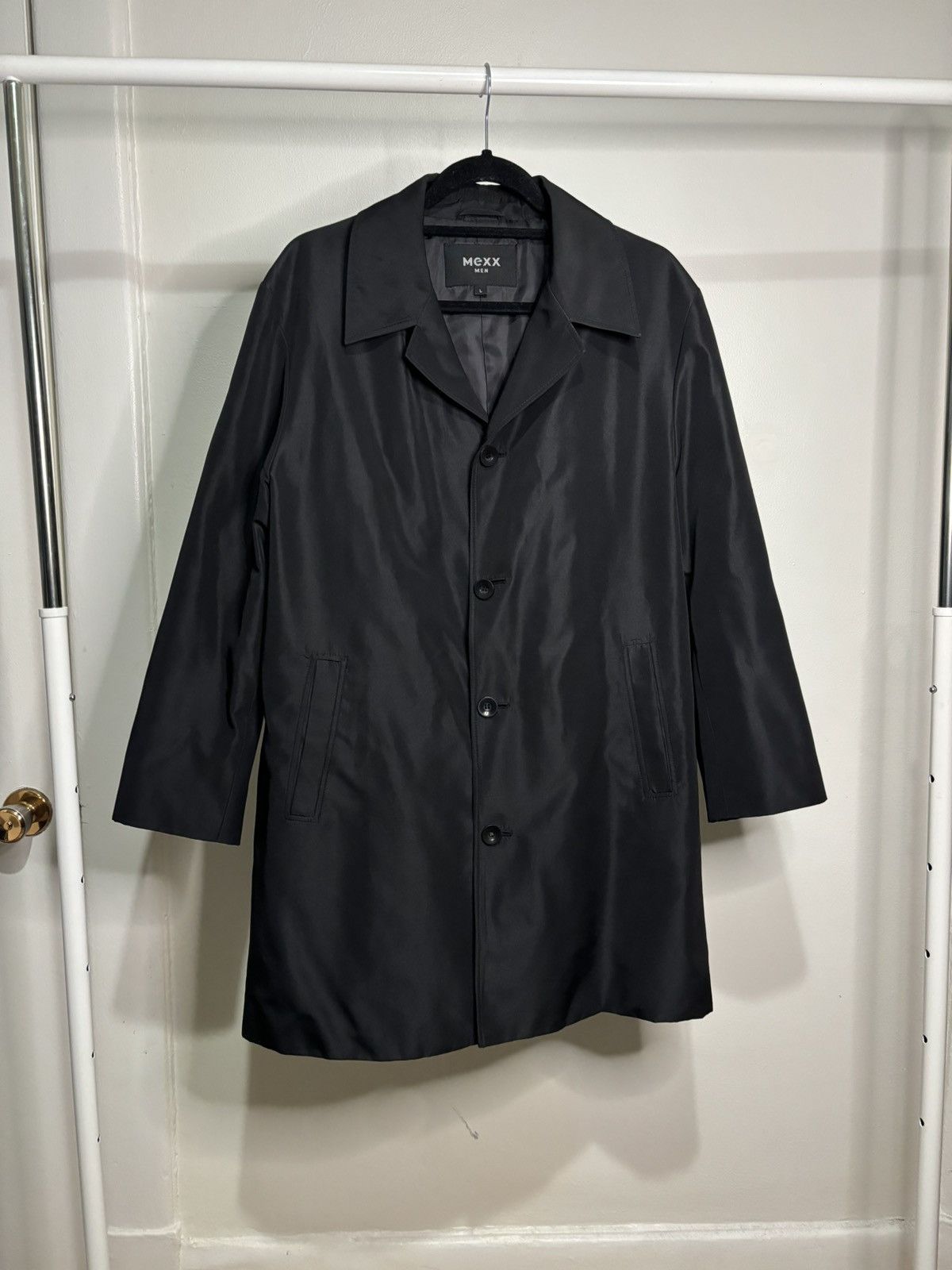 Mexx × Vintage Vintage Black Trench Coat Jacket Size US L / EU 52-54 / 3 - 1 Thumbnail