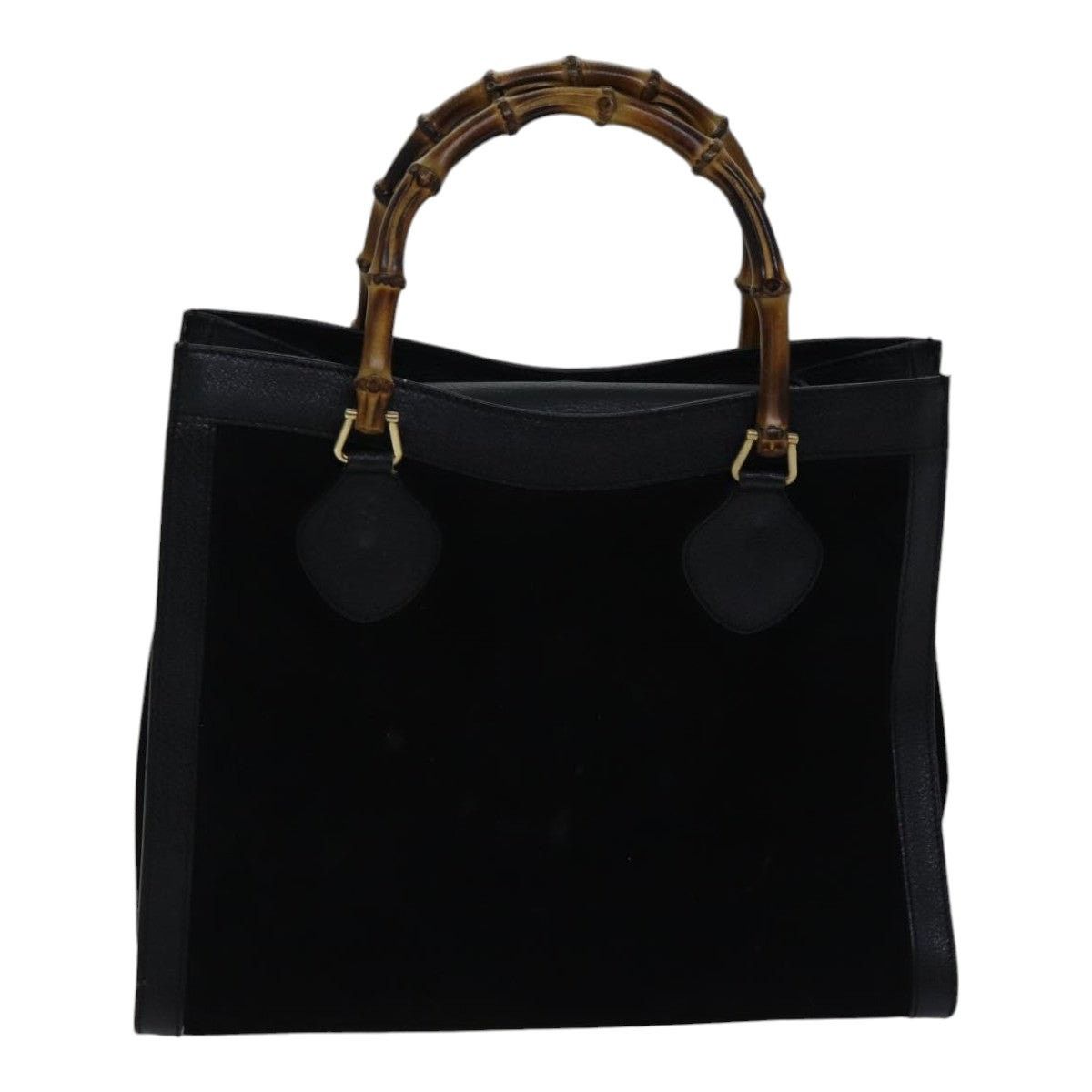 Gucci GUCCI Bamboo Hand Bag Suede Leather Black Gold 002 1186 002 Size ONE SIZE - 3 Thumbnail