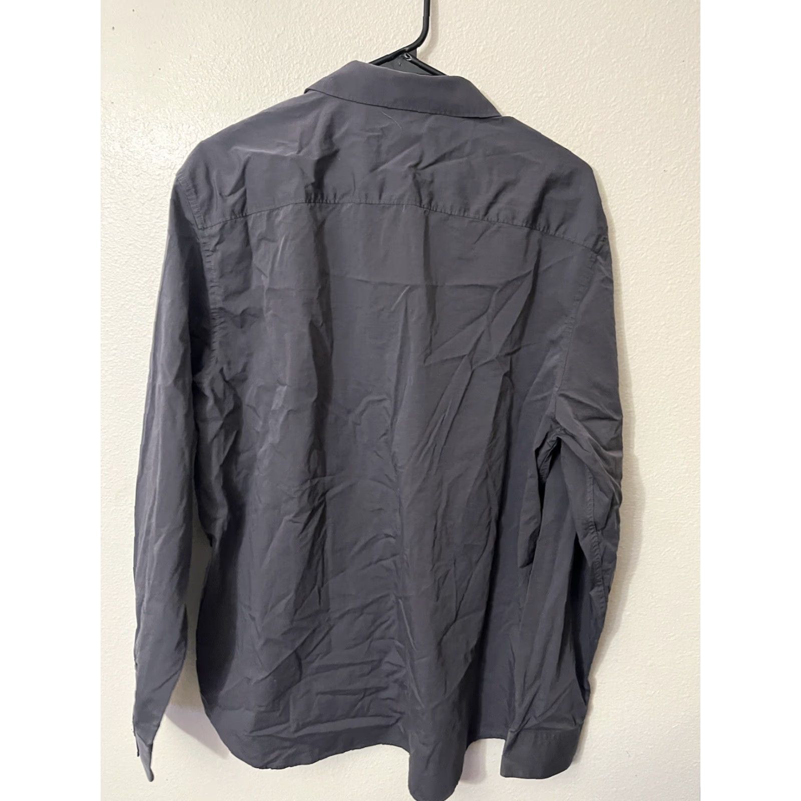 Calvin Klein Calvin Klein Men's Dress Shirt XL Liquid Cotton Gray Solid Long Sleeve Button-Down Regular Fit Size 46R - 2 Thumbnail