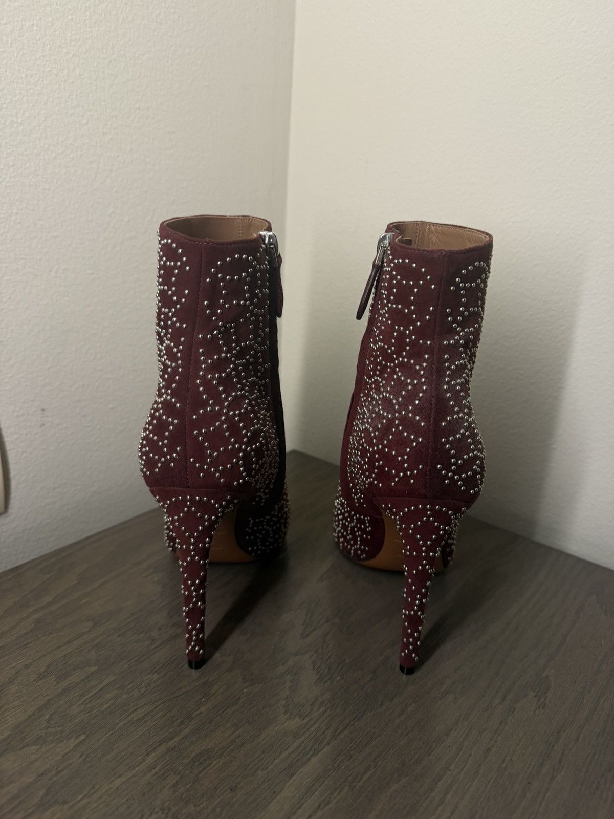 Alaia Alaia Suede Buegundy Studded Boots Size US 9.5 / IT 39.5 - 3 Thumbnail