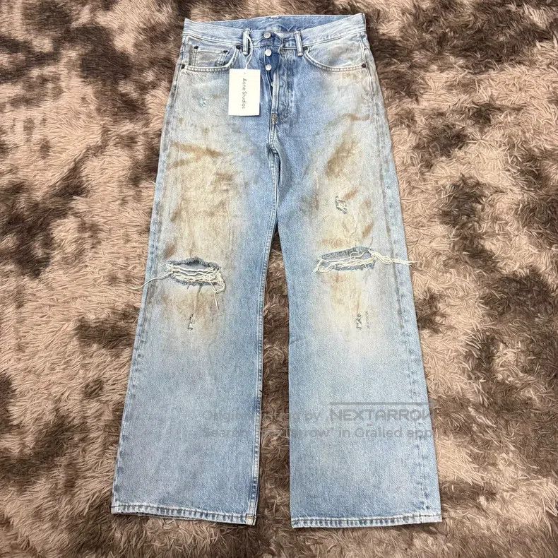 Acne Studios Acne Studios Mud-Dyed Hole Jeans Size US 29 - 1 Thumbnail