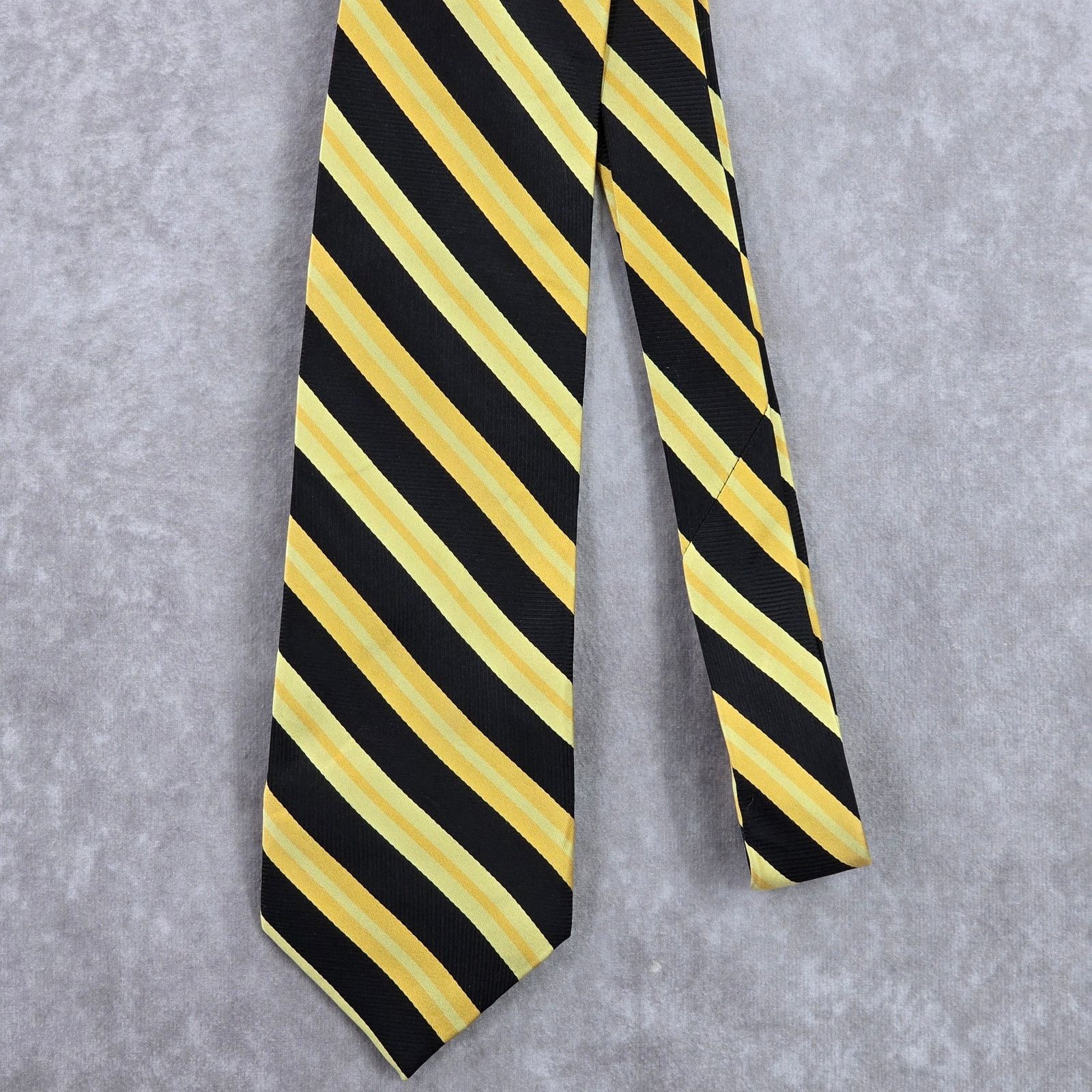 Other F/X Fusion Yellow Black Stripe Silk Extra Long Neck Tie Size 32 - 2 Thumbnail