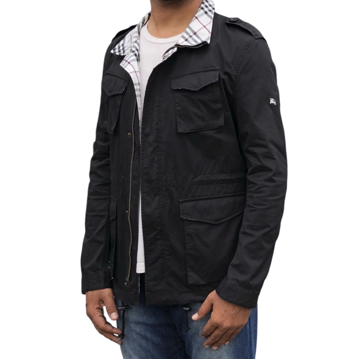 image of Burberry Black Label Zip Up Zipper Stretchable Light Jacket, Men's (Size Medium)