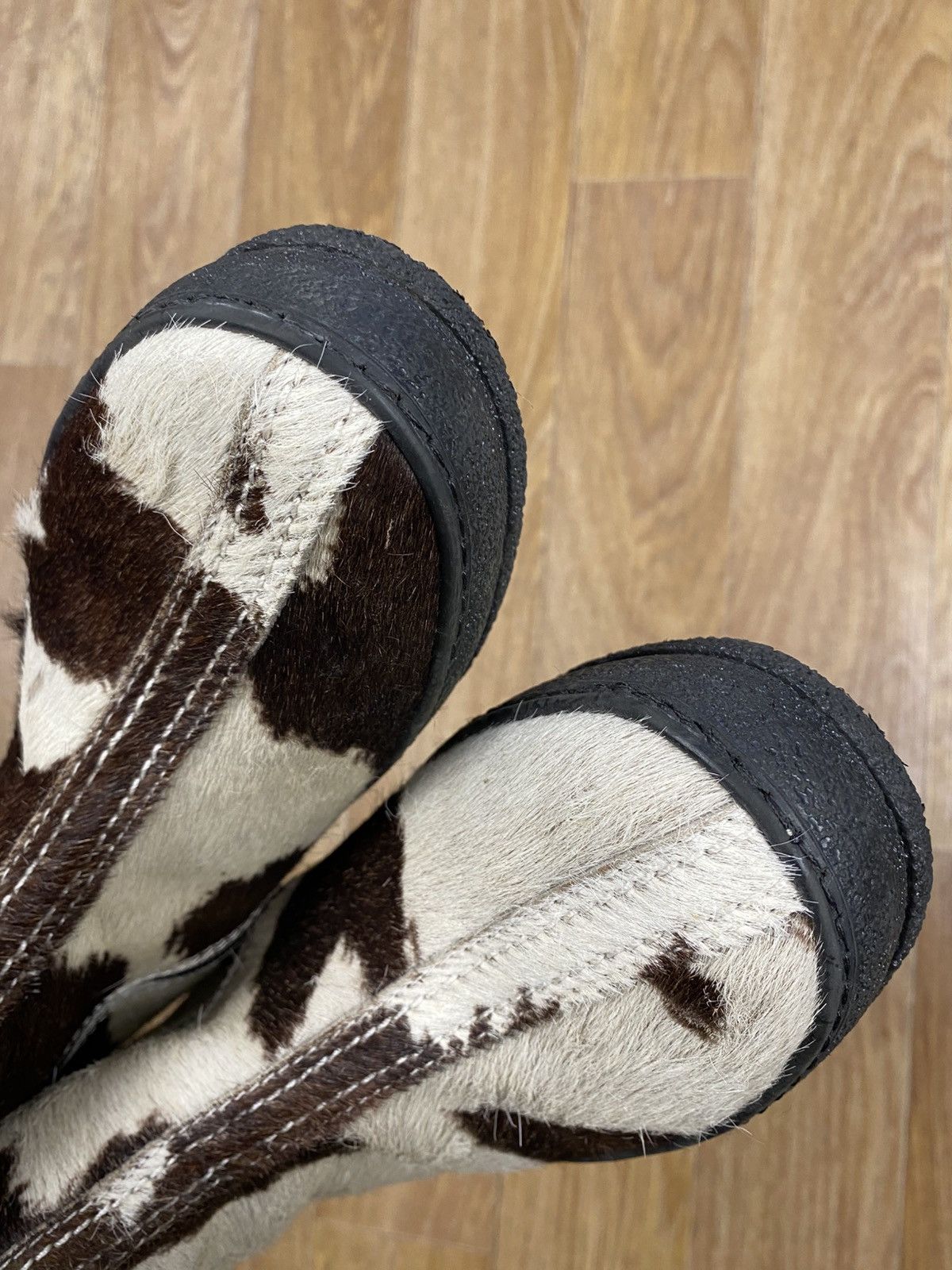 Designer × Vintage Ammann Sarnac Animal Print Cowhide Fur Ankle Rubber Boots Size US 9 / IT 39 - 15 Thumbnail