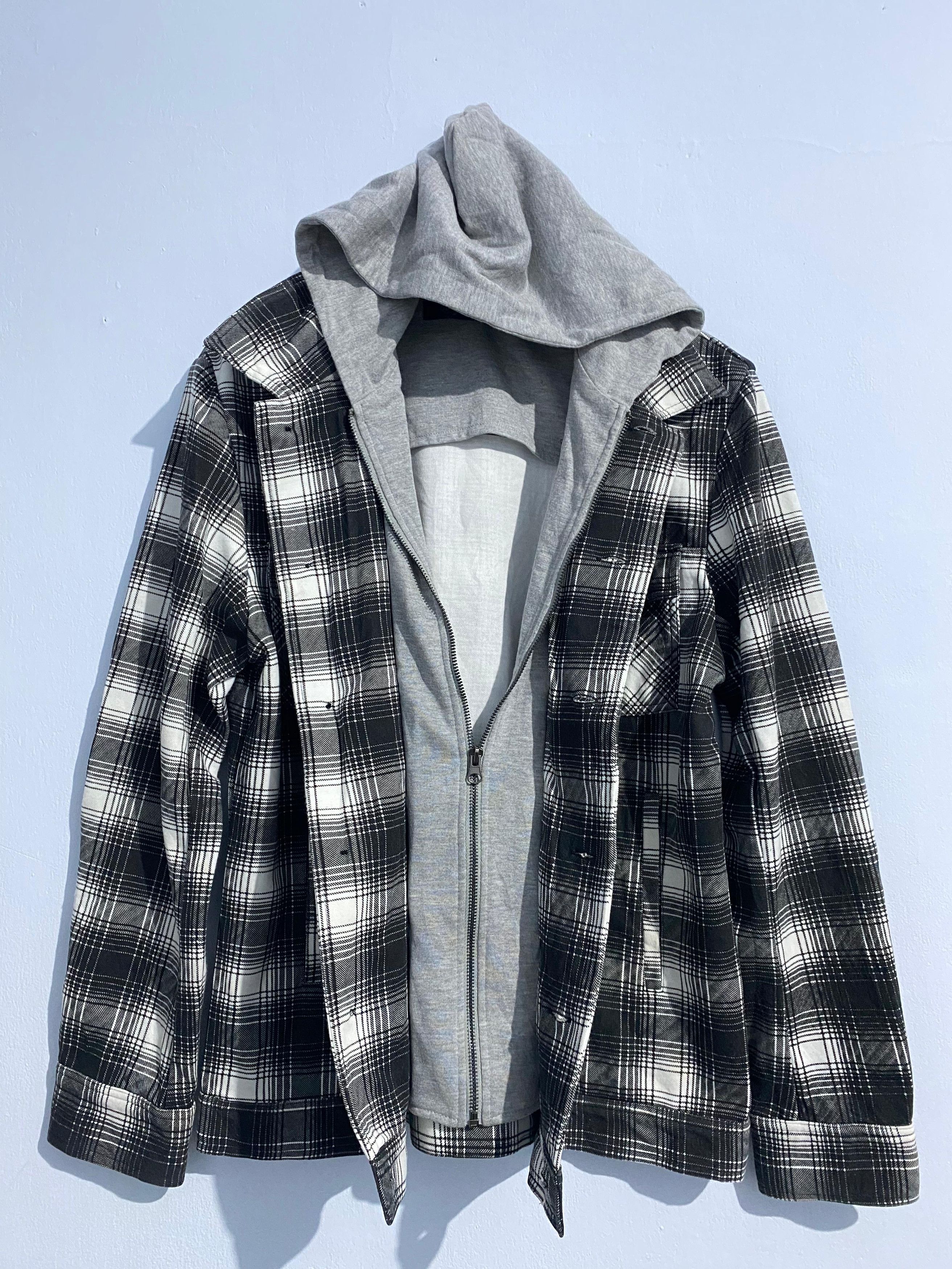 Japanese Brand Veterano double layer zipp hoodie plaid Size US L / EU 52-54 / 3 - 4 Thumbnail