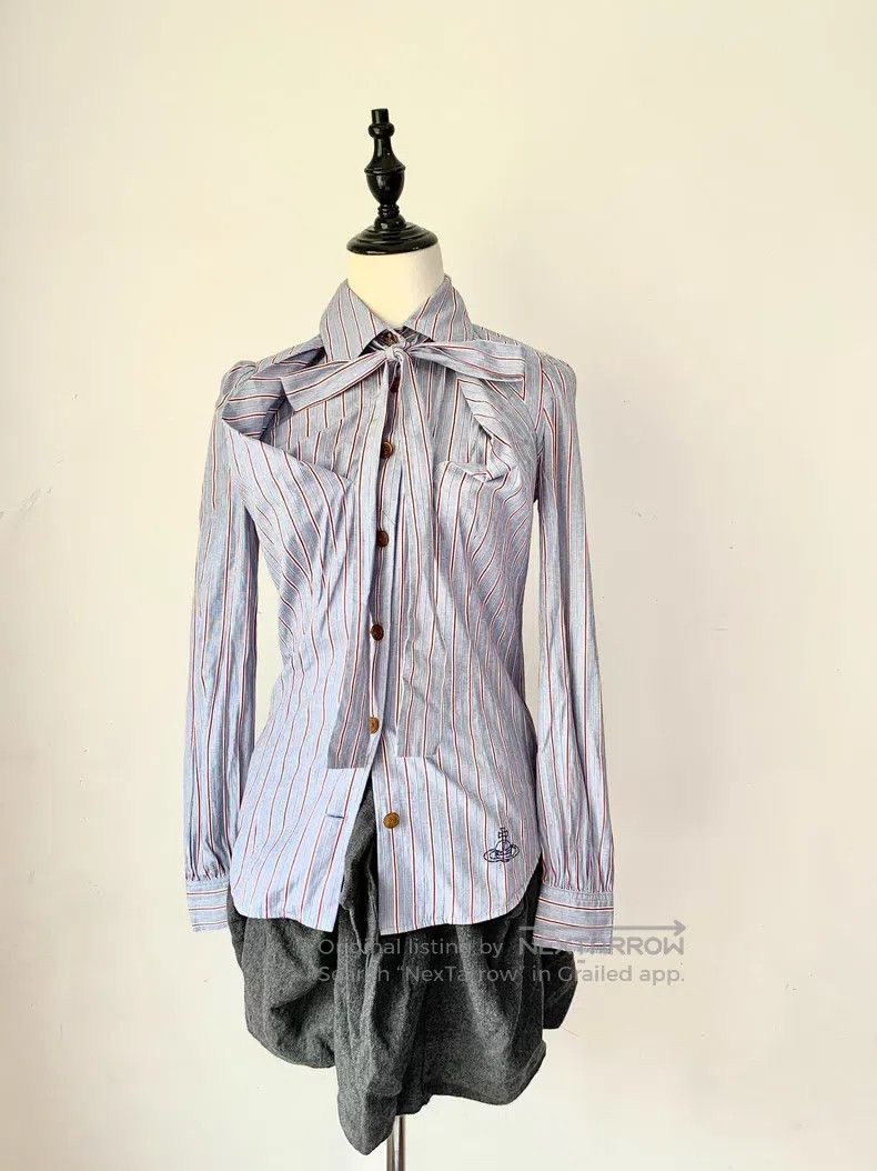 Vivienne Westwood Vivienne Westwood Blue Striped Shirt with Asymmetrical Cut Size M / US 6-8 / IT 42-44 - 1 Thumbnail