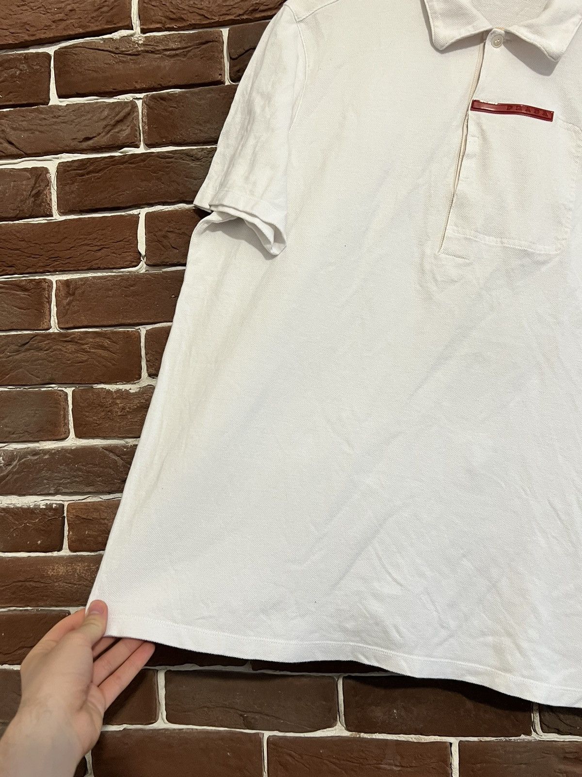 Prada Prada Red Tab Casual Polo Logo Luxury Designer XL white Size US XL / EU 56 / 4 - 5 Thumbnail