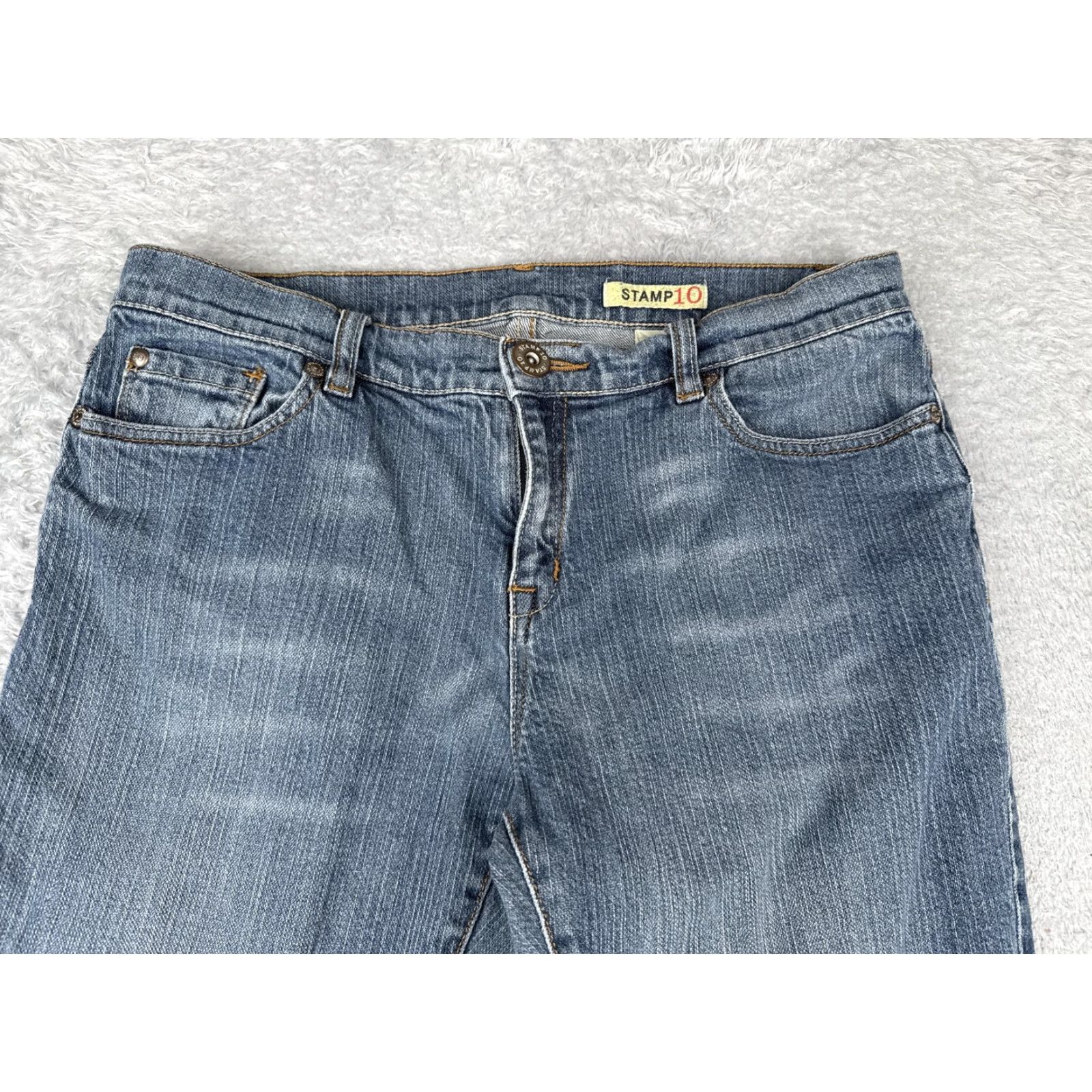 Stampd Stamp 10 Jeans Women Straight Leg Blue 10 Medium Wash Cotton Spandex 29in Inseam Regular 30" Waist 5-Pocket Zip 99% Cotton Size 32" / US 10 / IT 46 - 4 Thumbnail