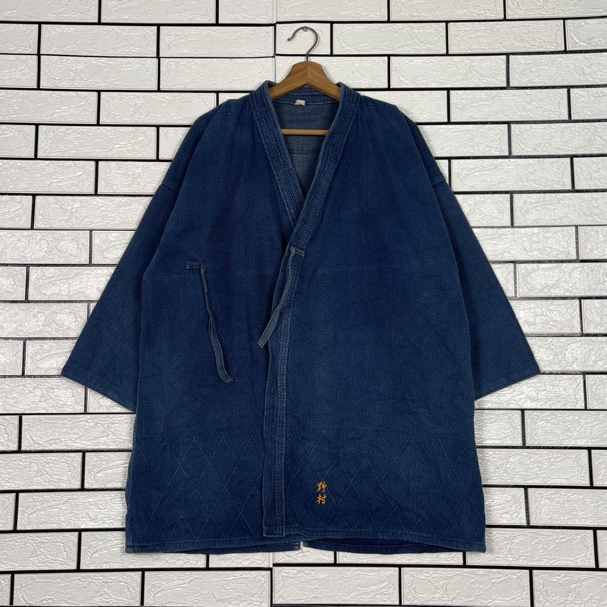 Japanese Brand Vintage Blue Indigo Sashiko Thick Weave Kimono #4113-C187 Size US XL / EU 56 / 4 - 1 Thumbnail