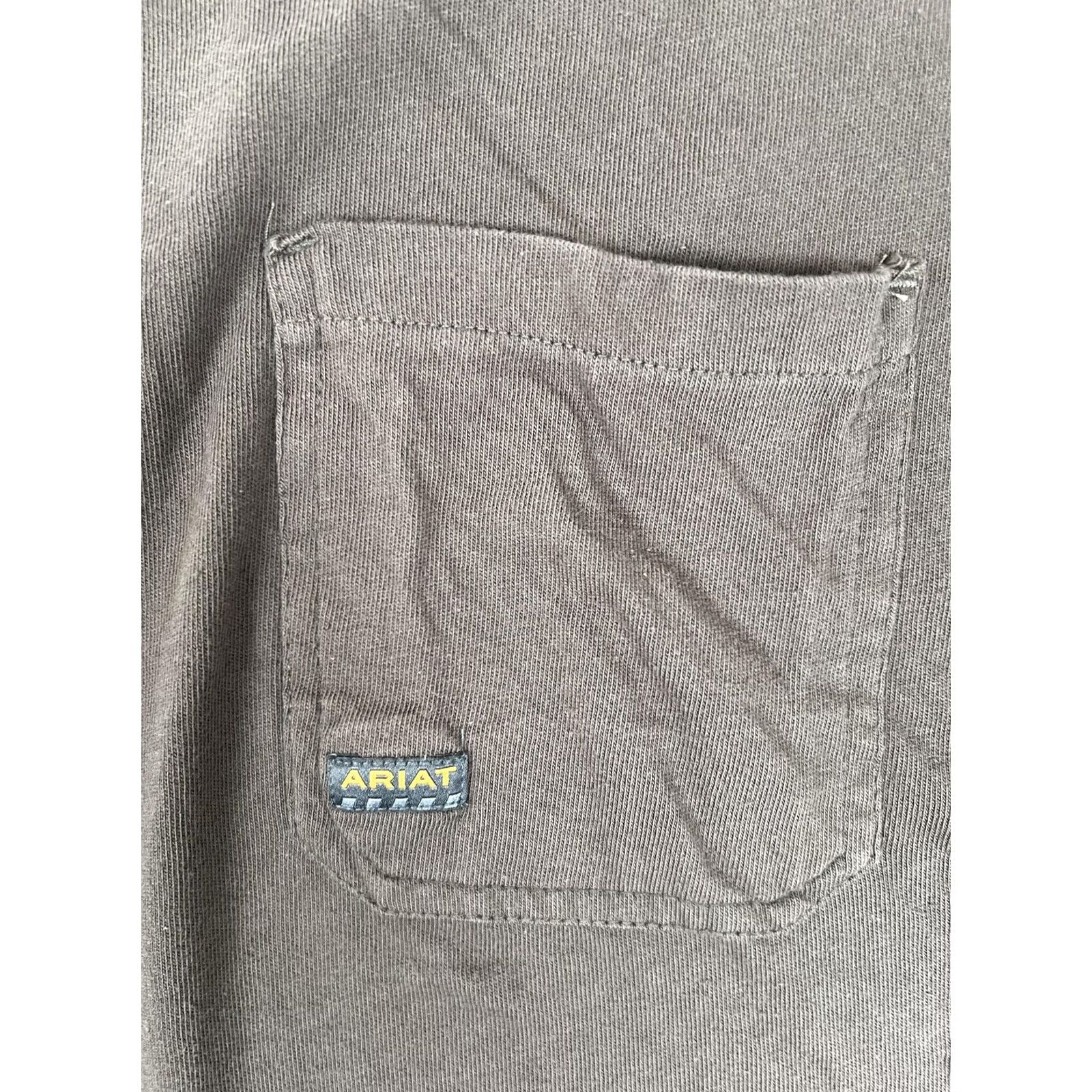Ariat Ariat Rebar T-Shirt Mens 3XL Brown Pocket Solid Tagless Workwear Crew Neck Shirt Short Sleeve Jersey Cotton Blend Relaxed Mens Size US XXL / EU 58 / 5 - 2 Thumbnail