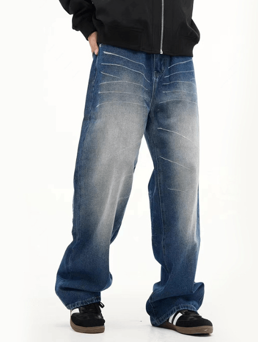 Japanese Brand × Jean American retro straight washed gradient jeans y2k Size US 34 / EU 50 - 3 Thumbnail