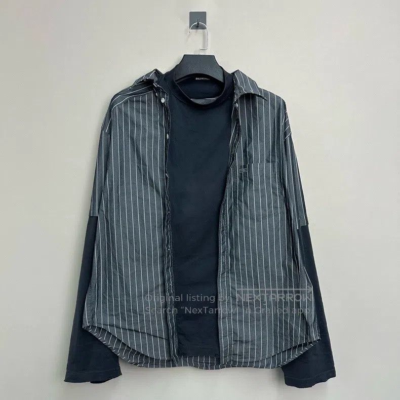 Balenciaga Balenciaga Embroidered distressed faux two-piece shirt Size US M / EU 48-50 / 2 - 1 Thumbnail