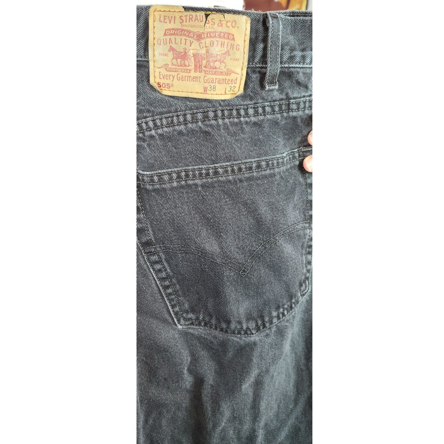 Levi's Levi's 505 Regular Fit Straight Fit Black Jeans Size 38x32 Size US 38 / EU 54 - 4 Thumbnail