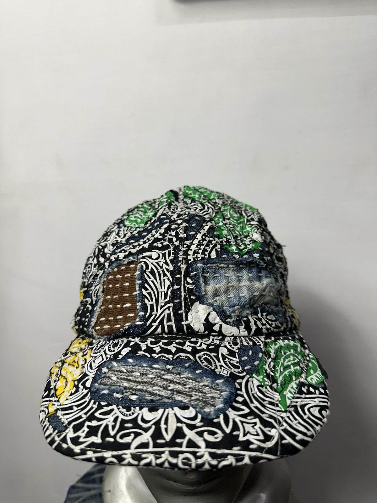 Art Comes First Custom Made Distressed Paisley Patchwork Boro hats Size ONE SIZE - 4 Thumbnail