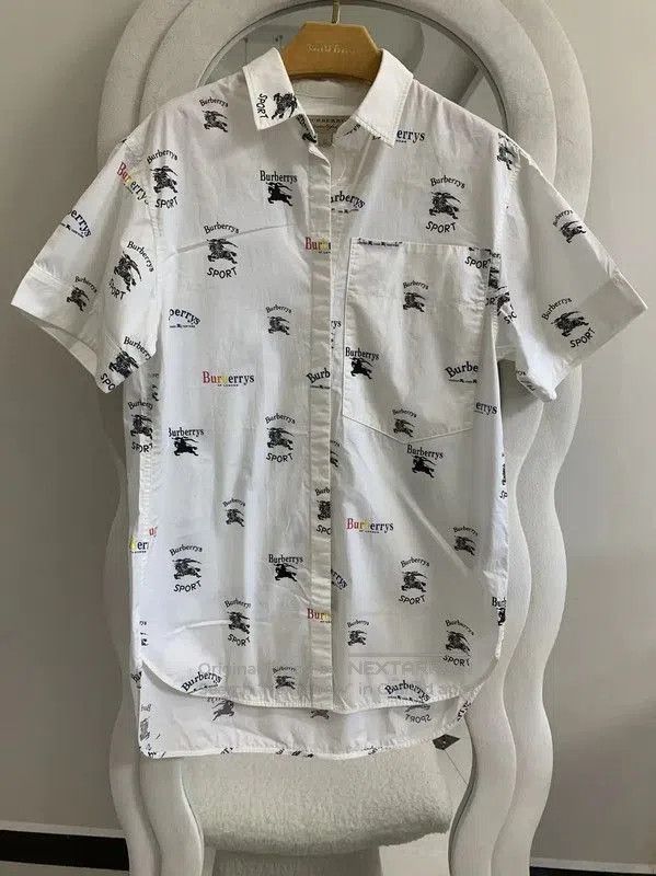 Burberry Burberry White Cotton Short Sleeve Shirt. Size US L / EU 52-54 / 3 - 1 Thumbnail