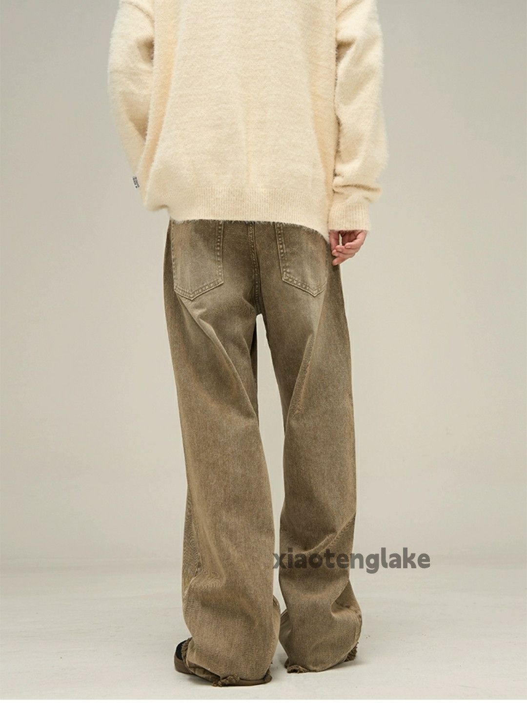 loose baggy washed faded damaged gradient jeans Denim