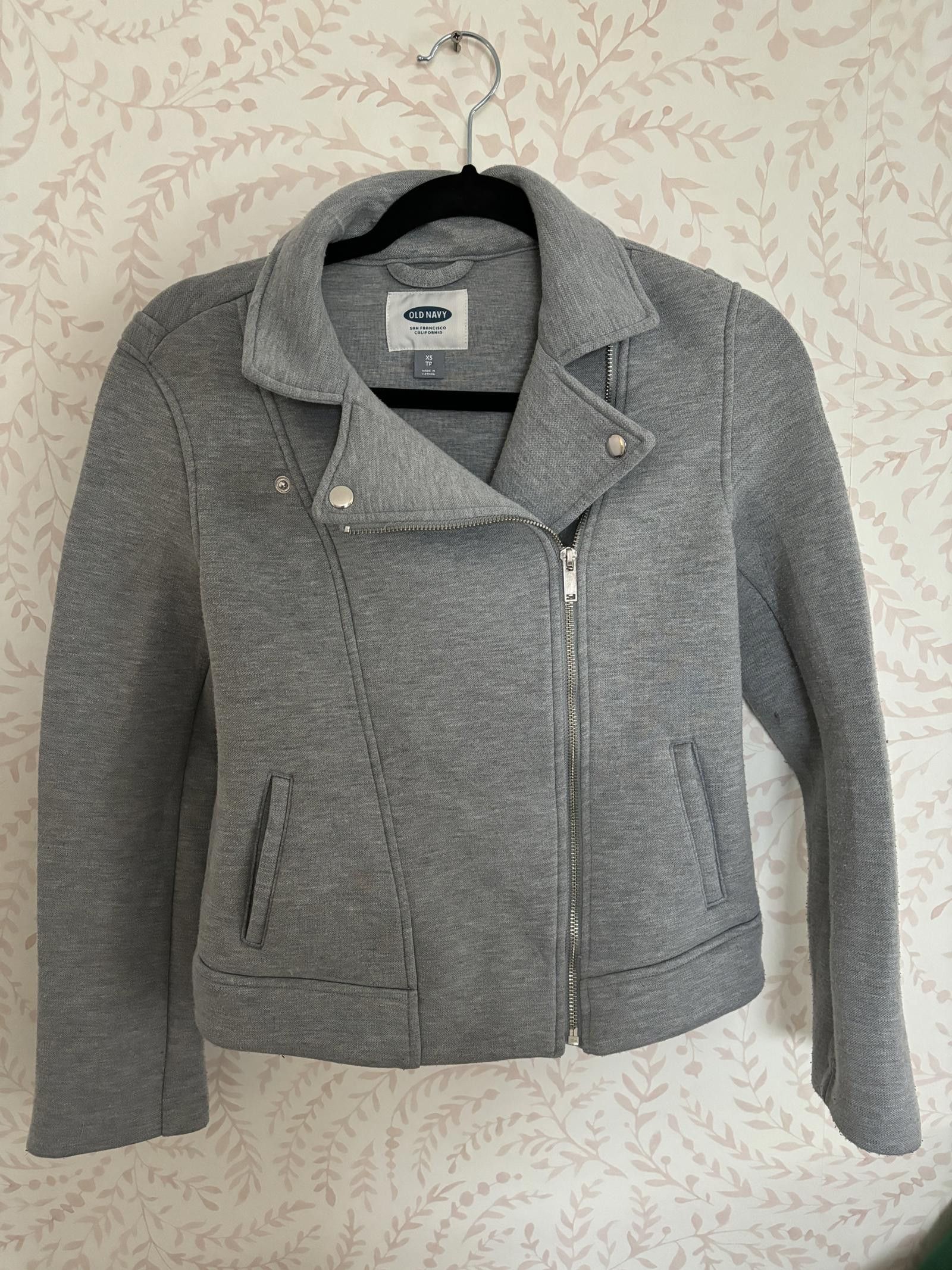 Old Navy Stylish Gray Moto Jacket by Old Navy - Size XS Size XS / US 0-2 / IT 36-38 - 2 Thumbnail