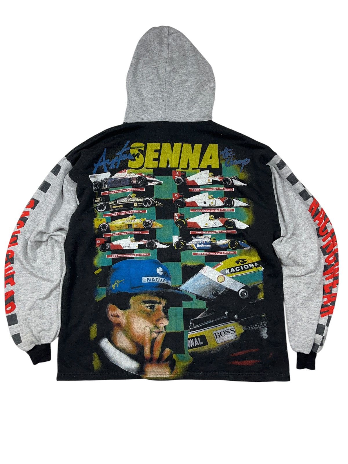 Formula 1 × Vintage Vintage Ayrton Senna All Over Print Hoodie Racing F1 Honda Size US M / EU 48-50 / 2 - 2 Thumbnail